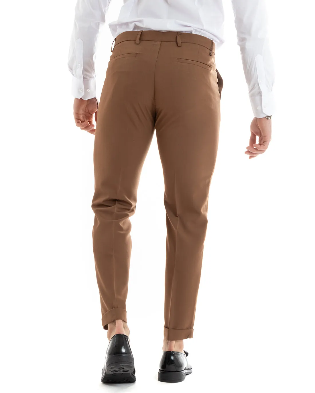 Abito Uomo Doppiopetto Vestito Viscosa Completo Giacca Pantaloni Tabacco Elegante Cerimonia GIOSAL-OU2272A