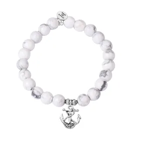 Anchor | Stone Beaded Charm Bracelet | Howlite