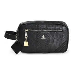 Black Apollo 1 Faux Snakeskin Toiletry Bag