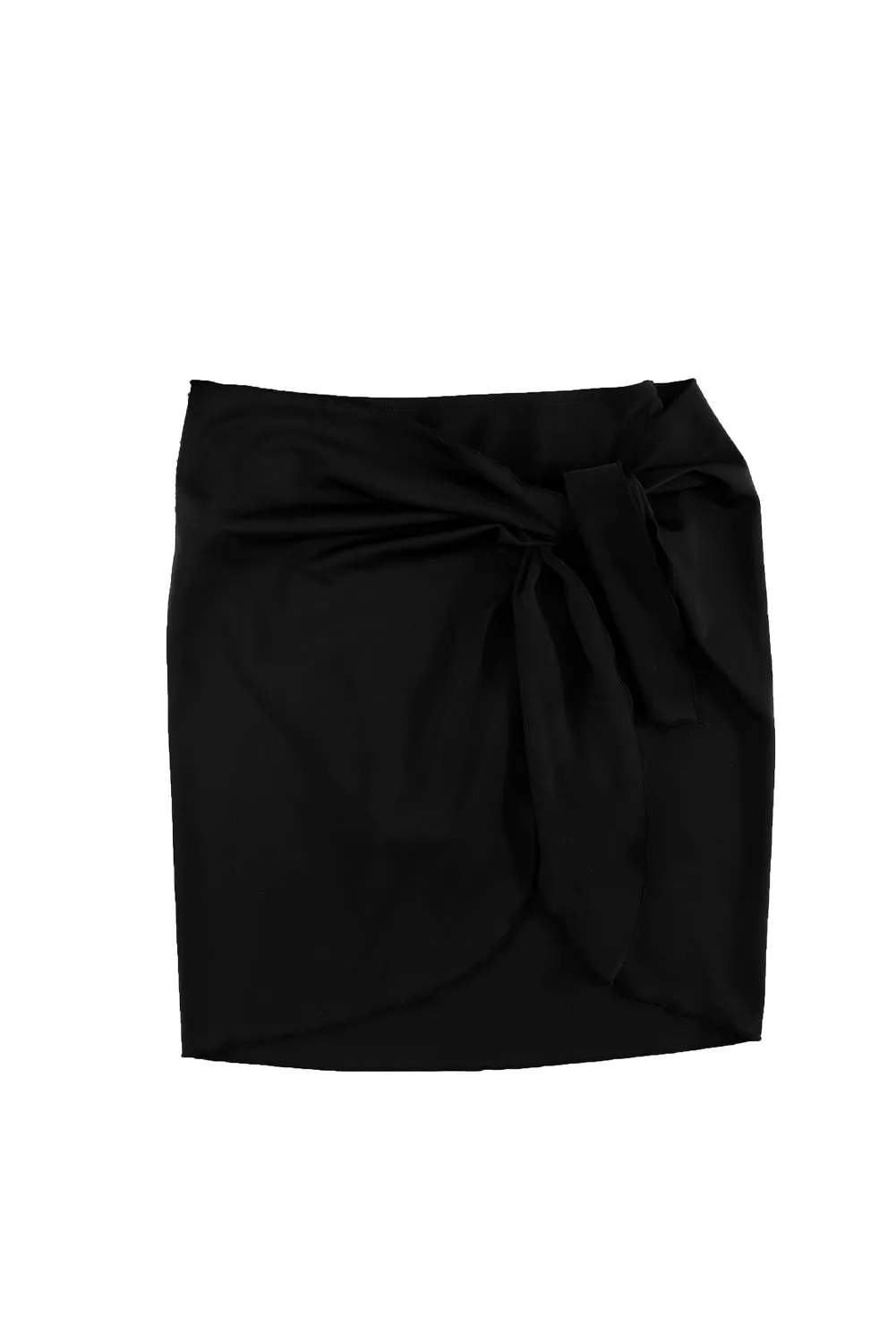 Black High Waist Swim Bottom with Sarong