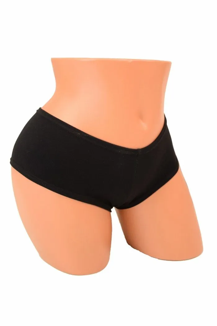 Black Soft Knit Cheeky Booty Shorts