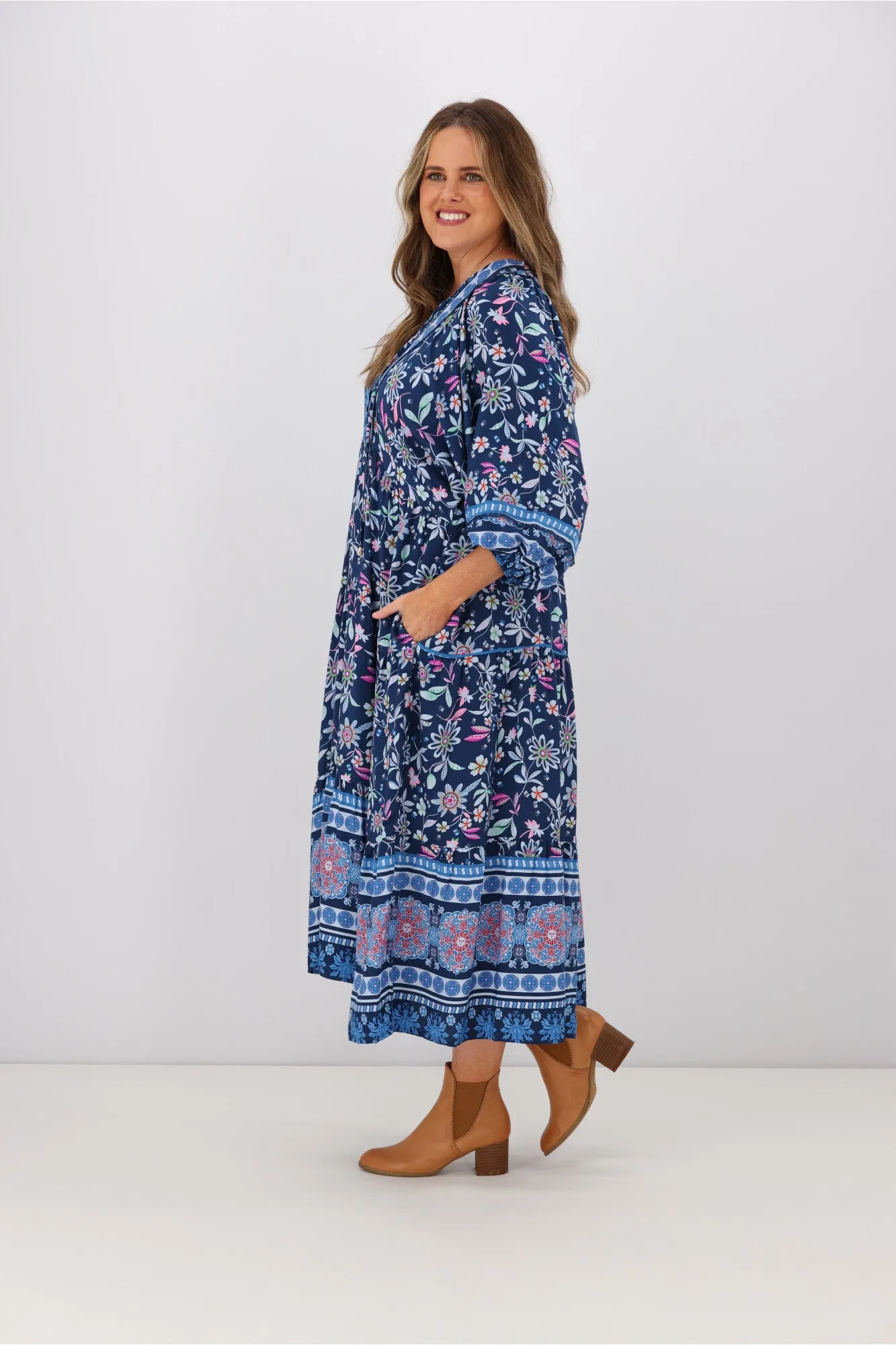 Boho Australia Gibbons Dress Navy Floral