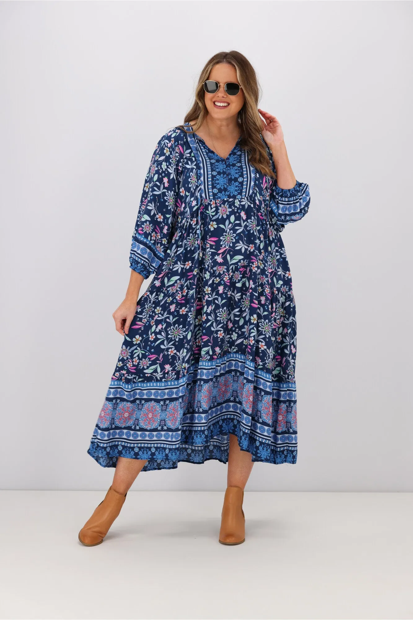 Boho Australia Gibbons Dress Navy Floral