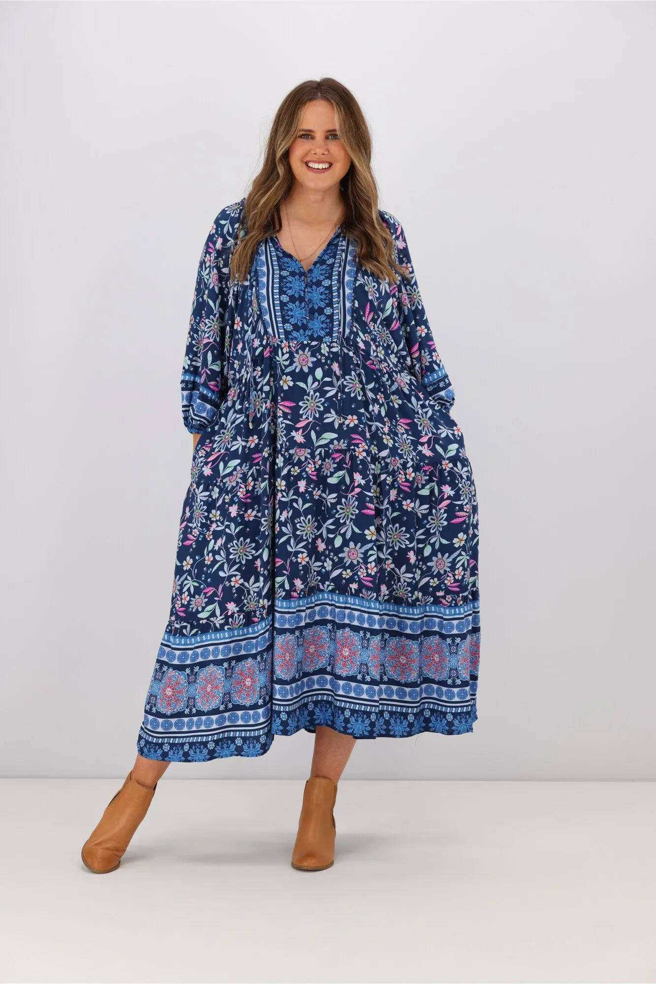 Boho Australia Gibbons Dress Navy Floral