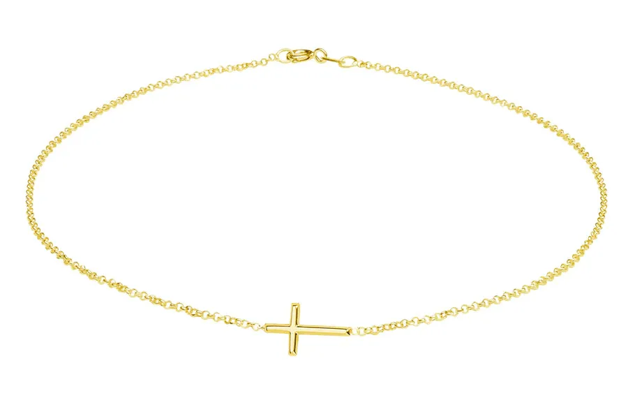 Cherished Moments 14K Gold-Plated Children's Horizontal Cross Necklace