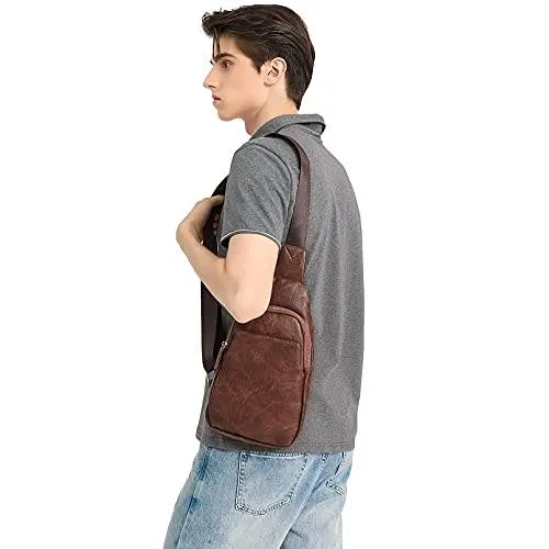 CTLPro™ Men's Crossbody Sling Chest Bag - Faux Leather, Mini Shoulder Bag