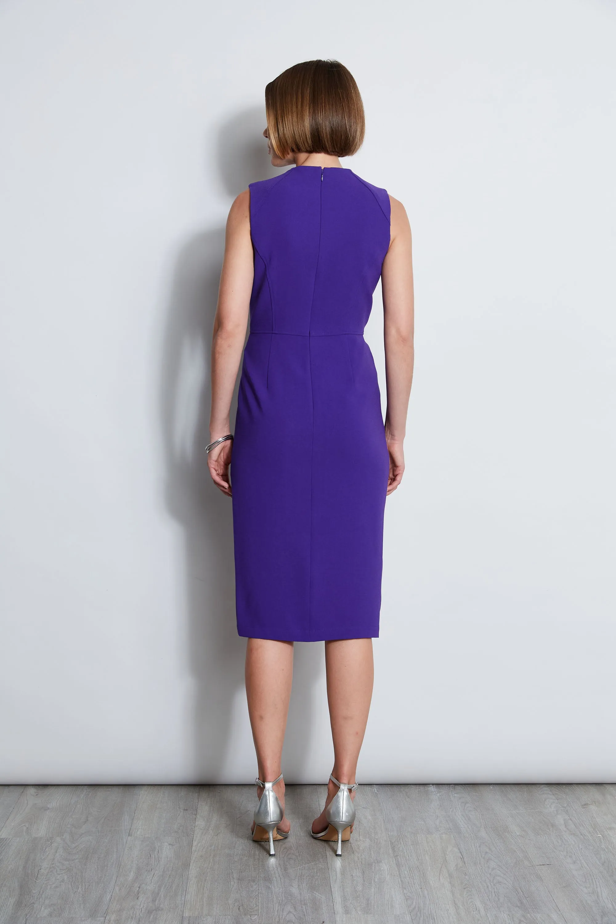 Dart Neck Faux Wrap Dress