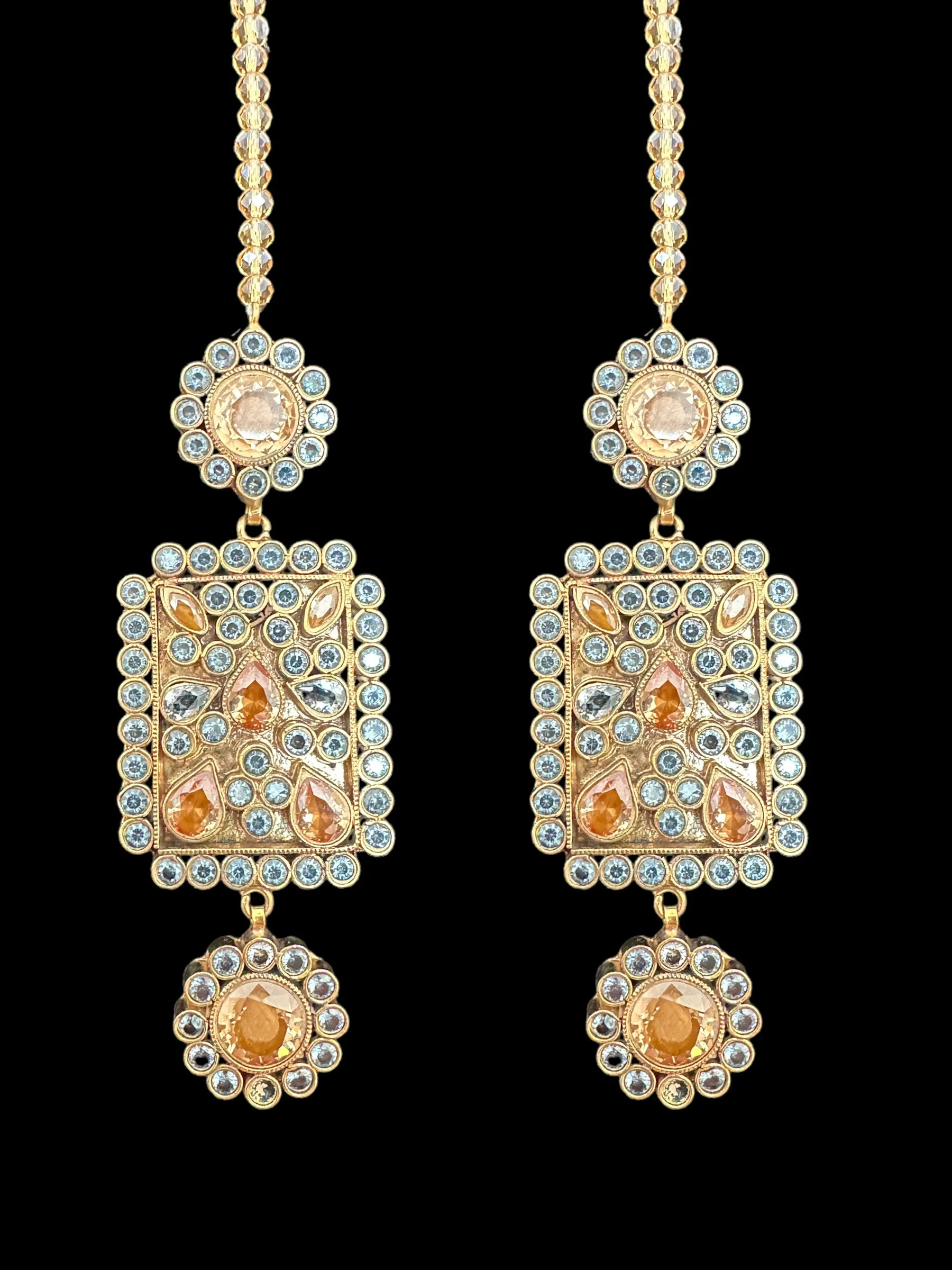 DER592 kundan earrings - golden / champagne stones ( READY TO SHIP )