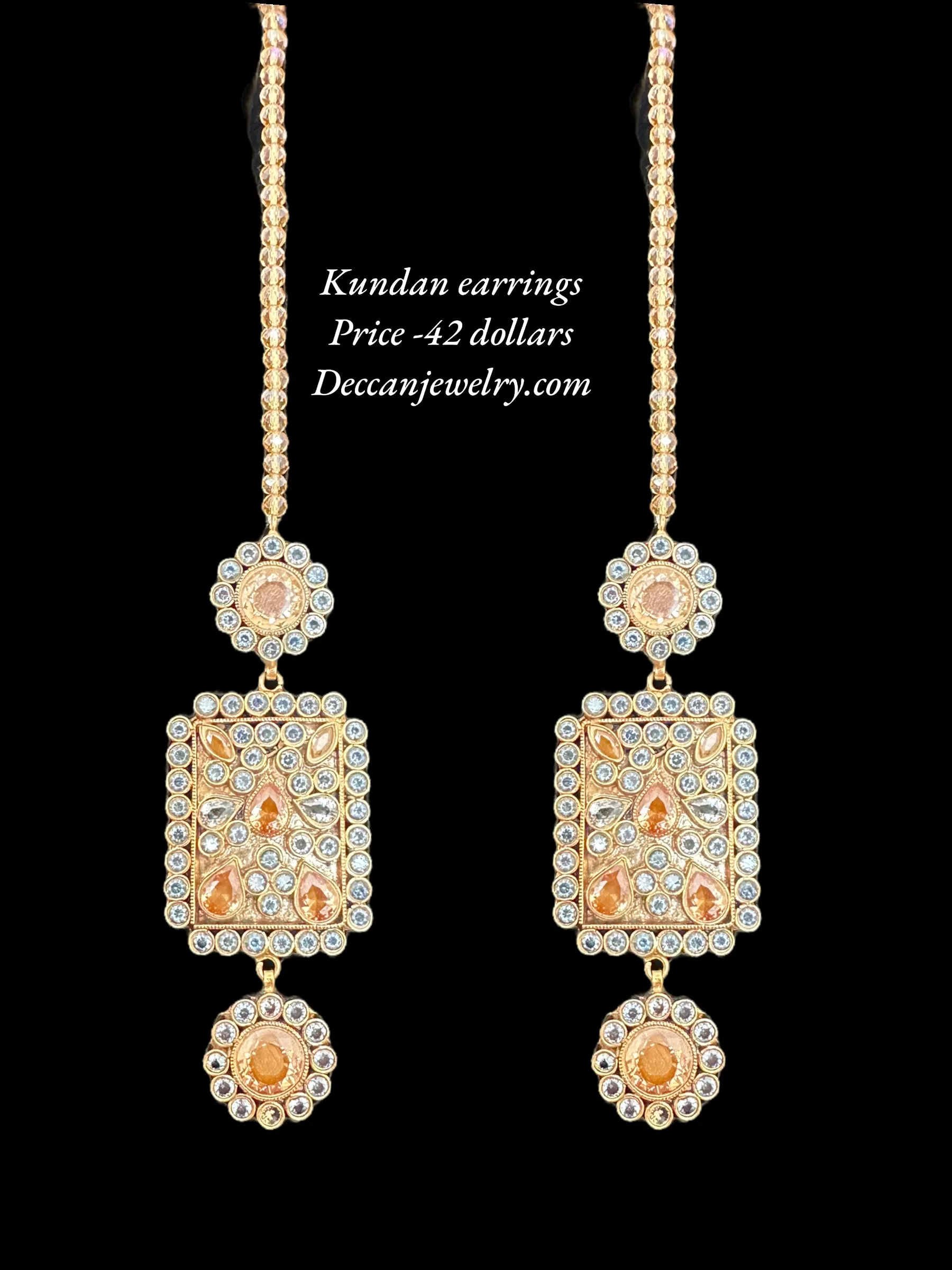 DER592 kundan earrings - golden / champagne stones ( READY TO SHIP )