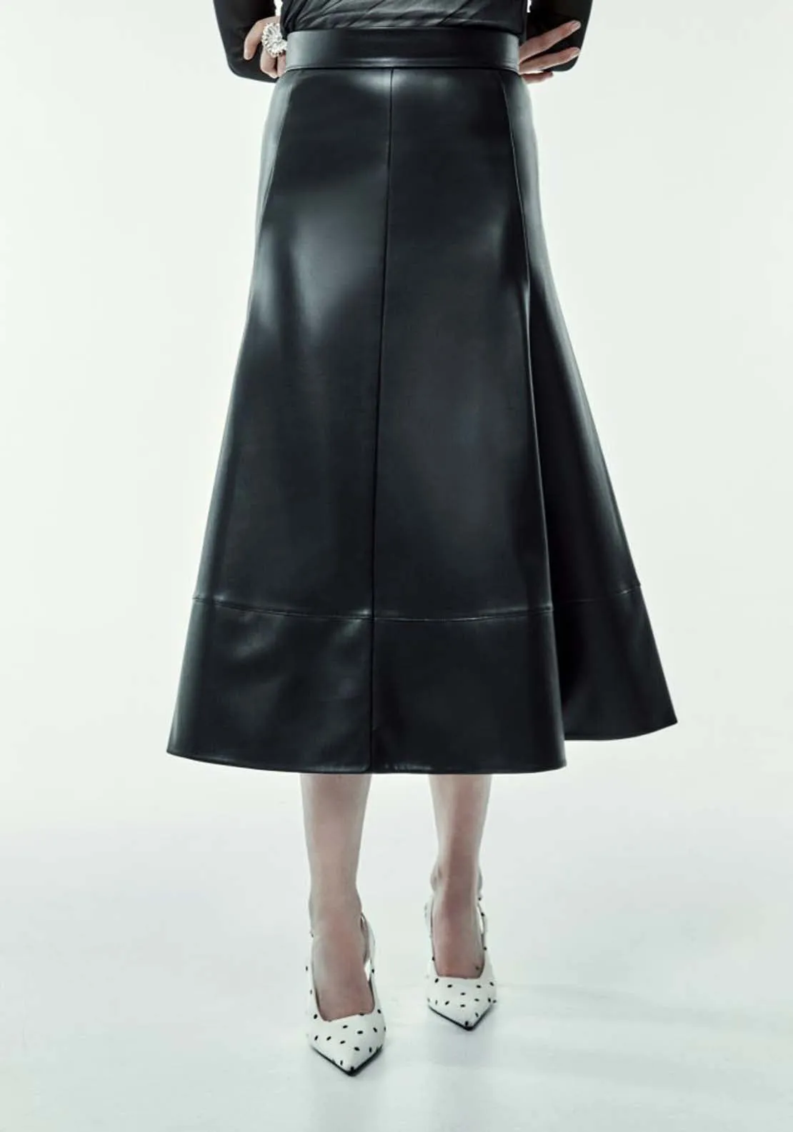 Faux Leather Midi Skirt