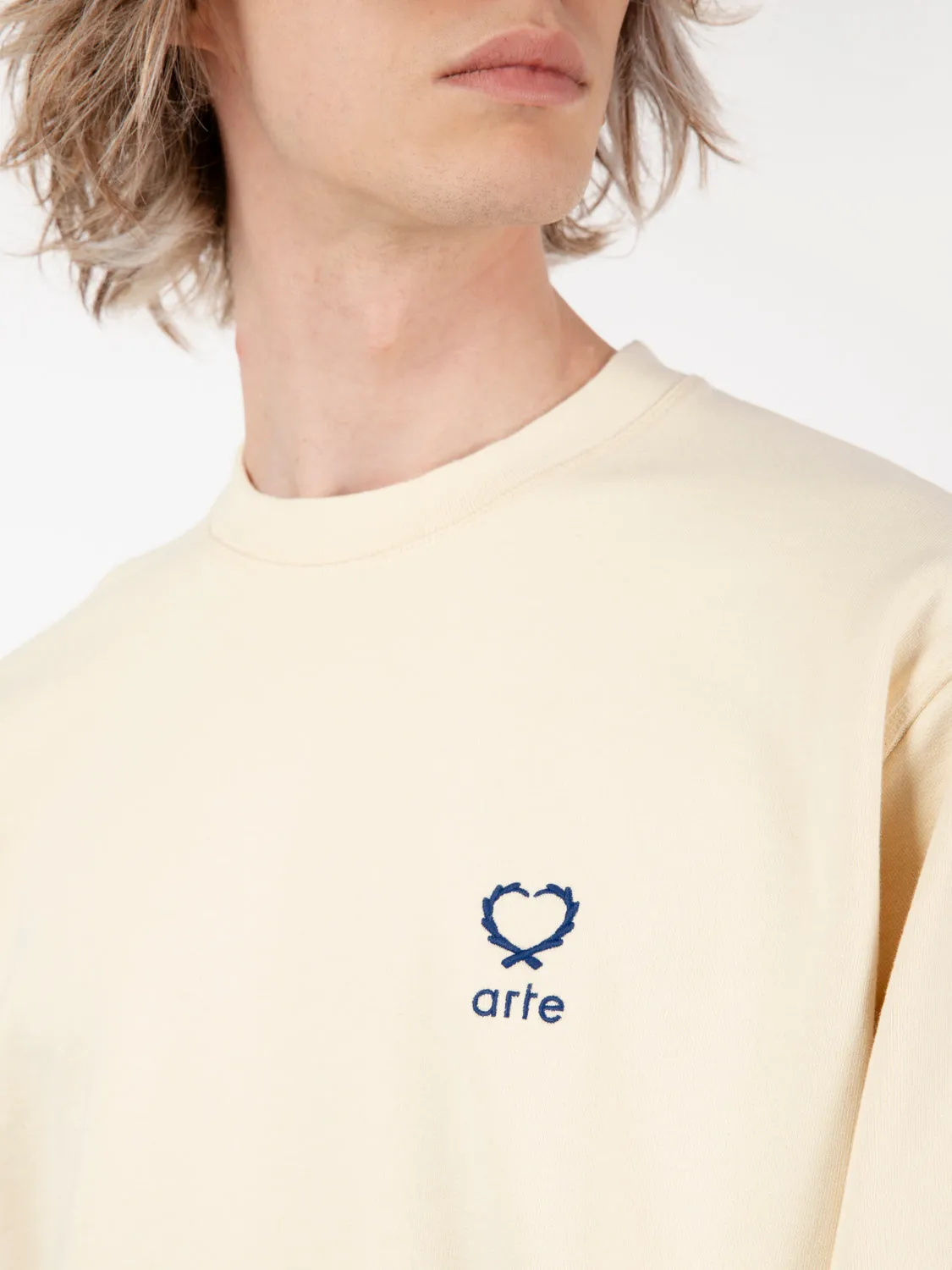 Felpa crewneck Carlos small heart cream