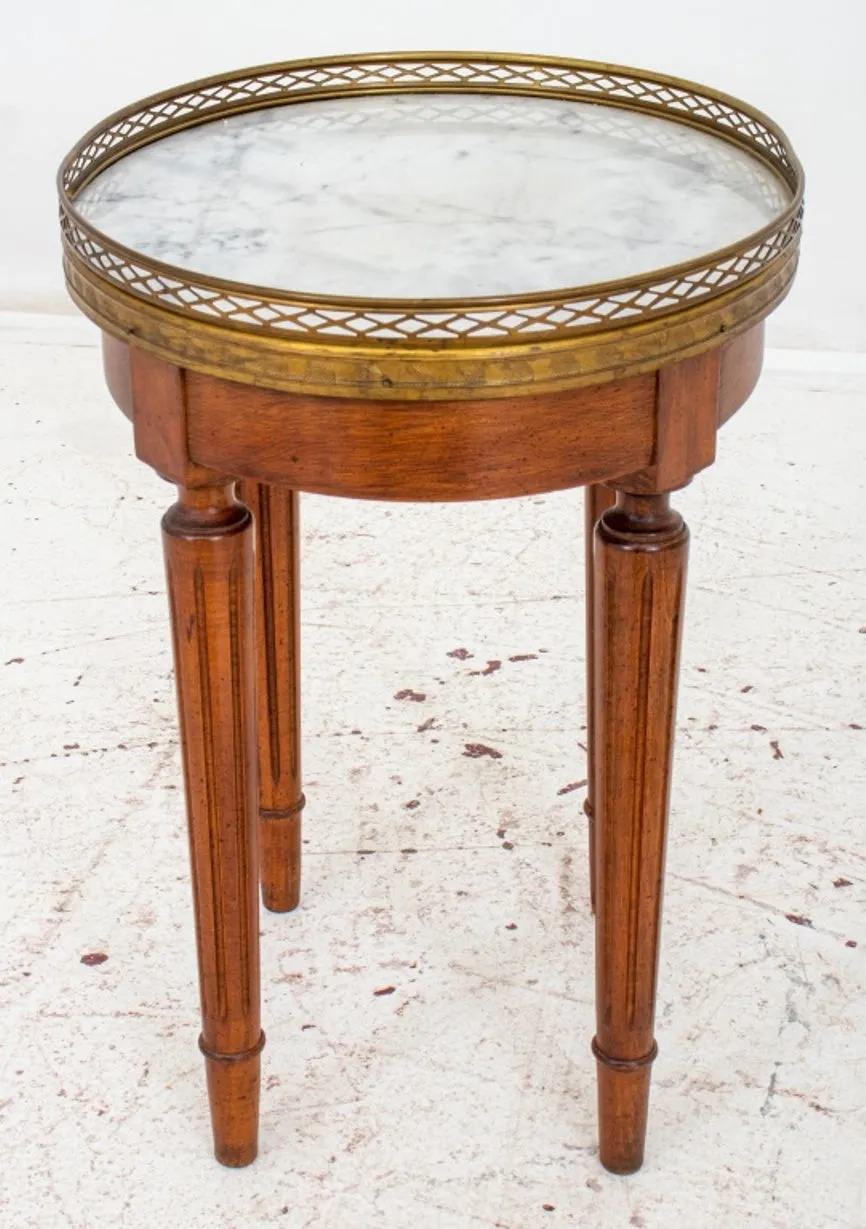 French Louis XV Style Walnut Bouillotte End Table