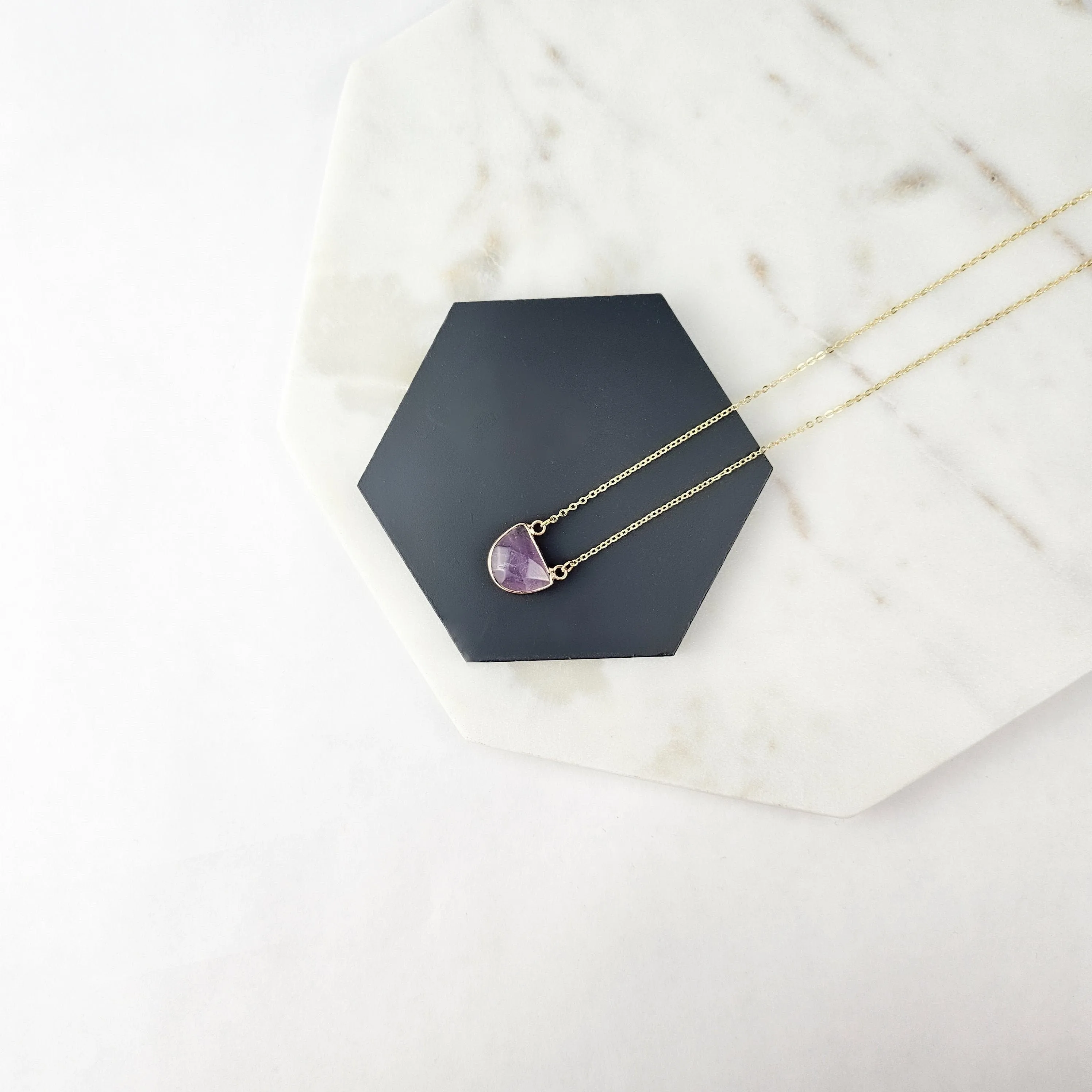 Half Moon Amethyst Crystal Necklace