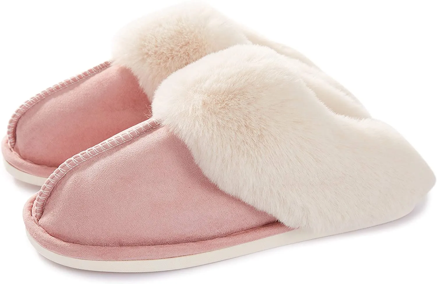 Haute Edition Cozy Faux Fur Lined Scuff Clog Indoor Outdoor Slippers