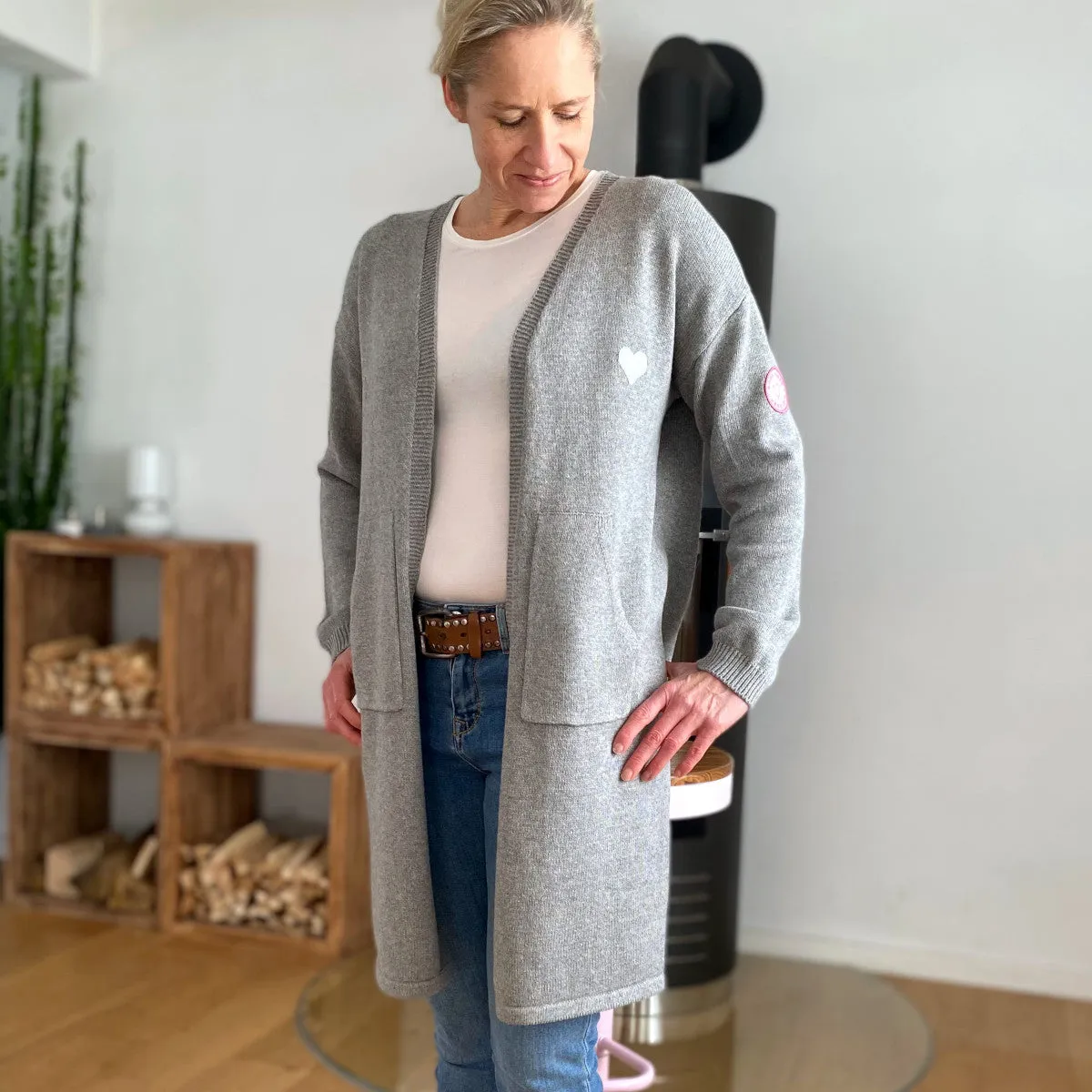 Herzlein® Cardigan "Vanessa" mit Herz in Grau