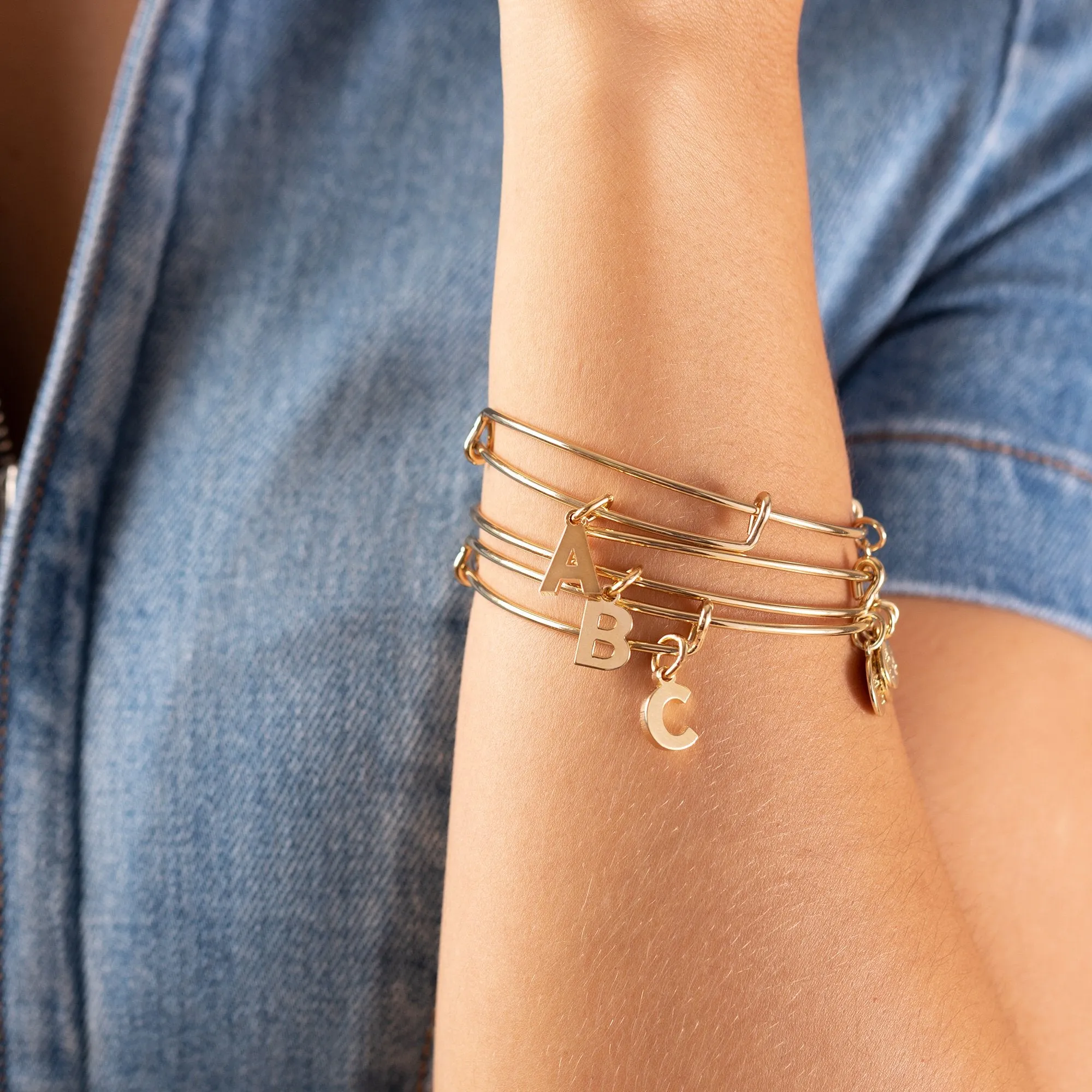 Initial V Charm Bangle