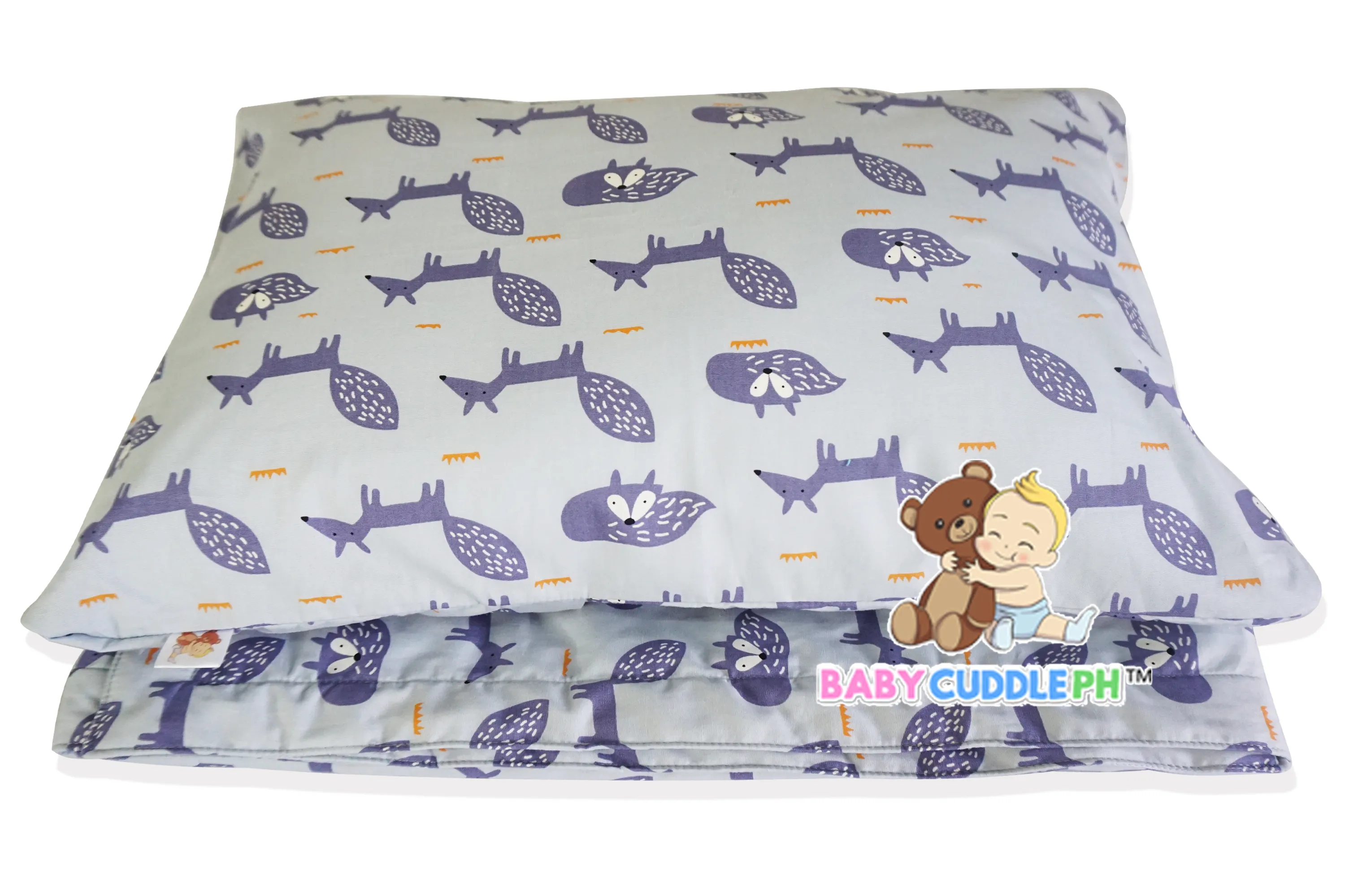 Little Fox in Gray -  Babycuddleph Toddlers kit (Pillow & Blanket)