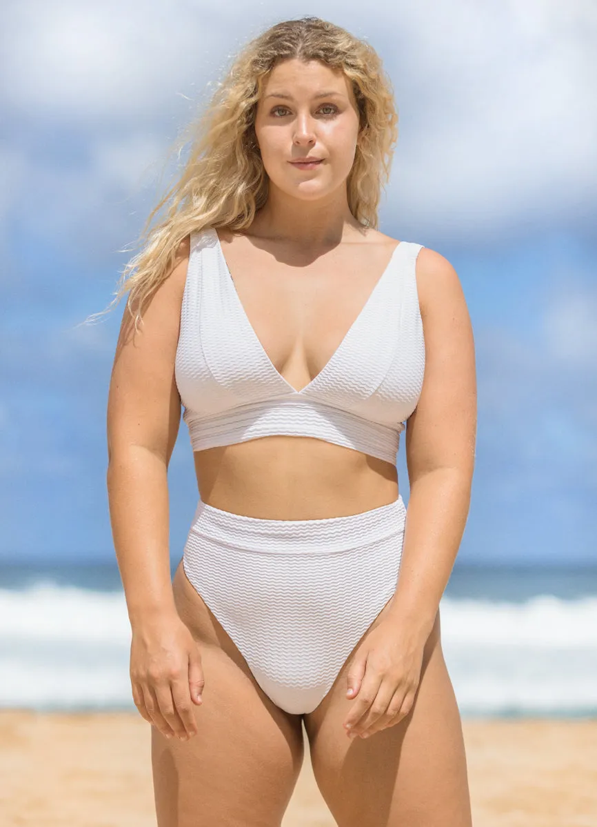 Maaji Cloud White Suzy Q High Rise/High Leg Bikini Bottom