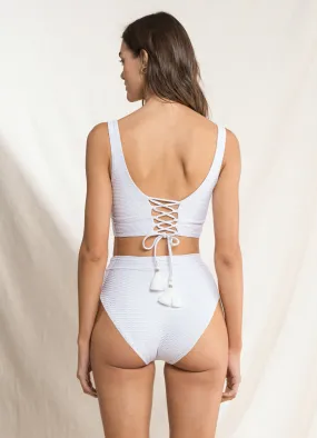 Maaji Cloud White Suzy Q High Rise/High Leg Bikini Bottom