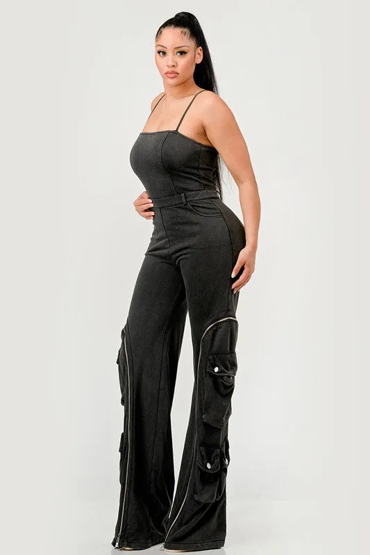 Make the Move- Black Denim Trouser Jumpsuit