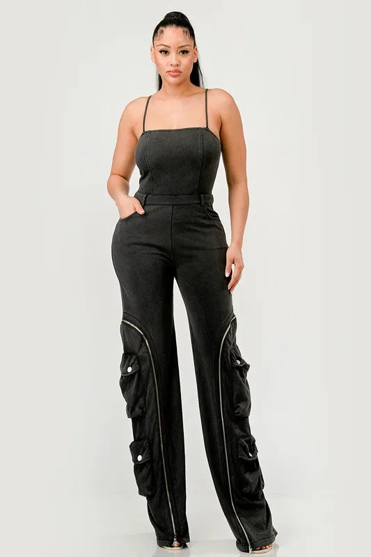 Make the Move- Black Denim Trouser Jumpsuit