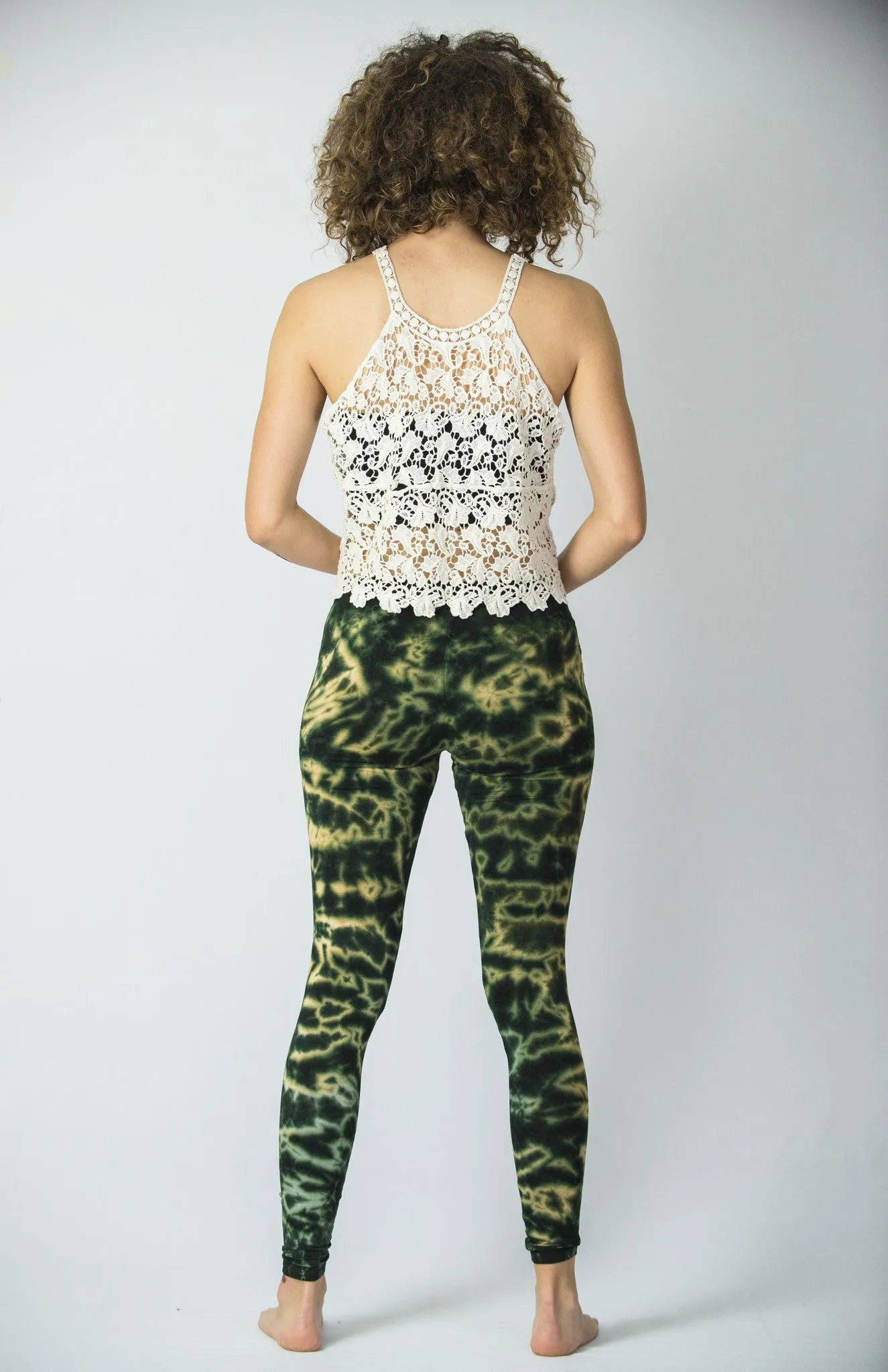 Marble Tie Dye Cotton Leggings in Green