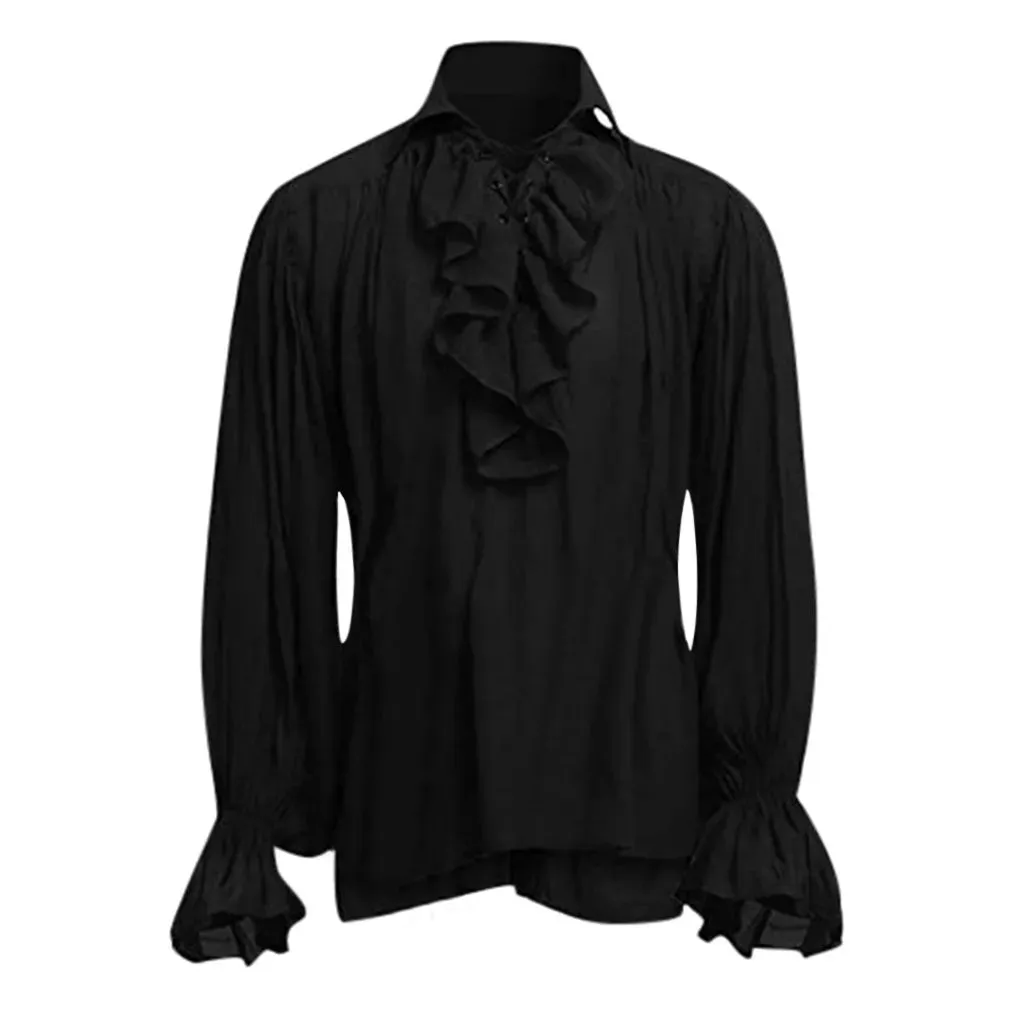 Men's Pirate Medieval Shirts Ruffle Steampunk Gothic Shirt Long Sleeve Shirt Renaissance Victorian Tops Chemise Homme