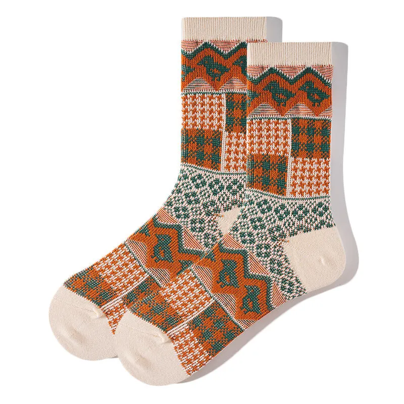 Men's Retro Ethnic Style Bold Stripe Socks