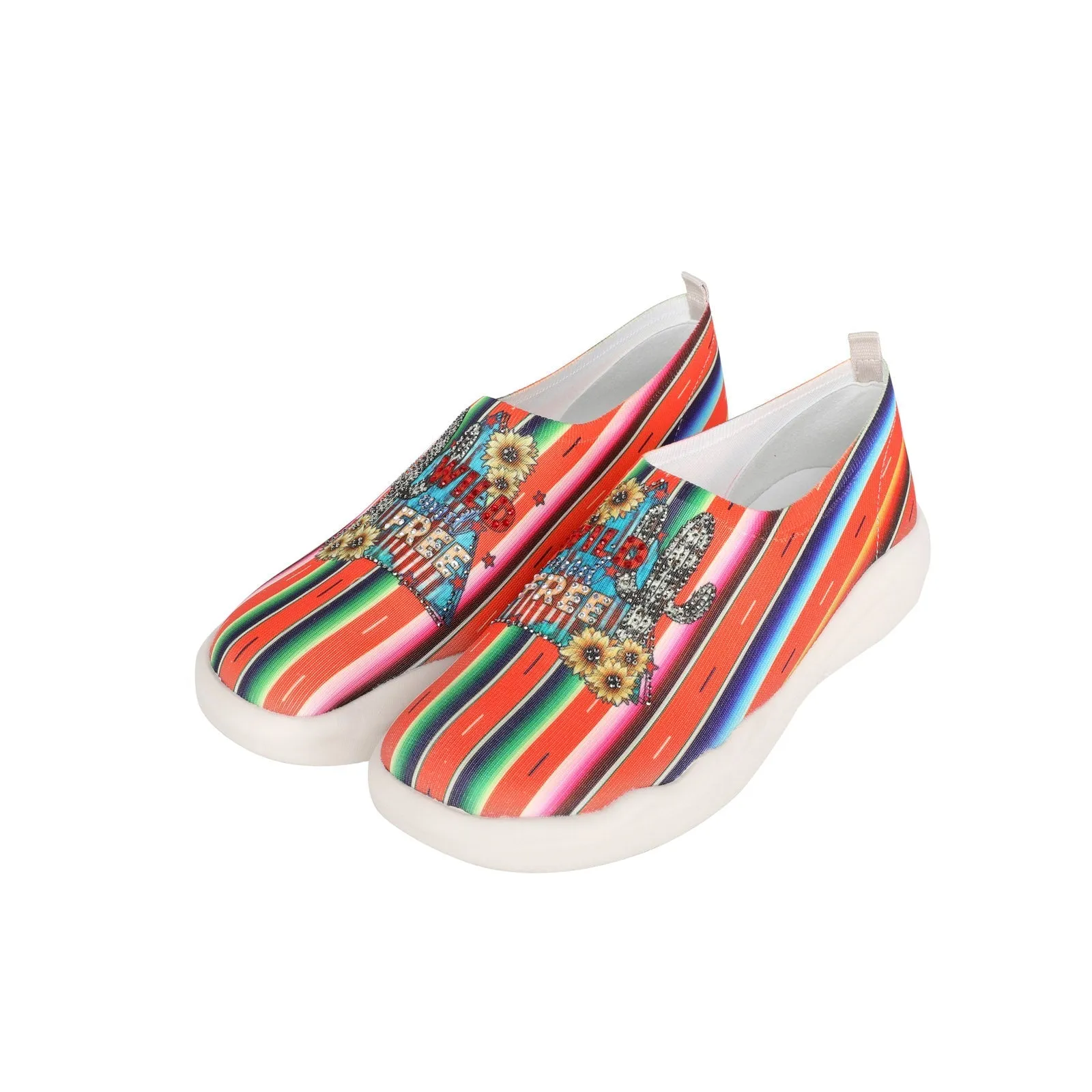 Montana West Serape Floral Print Slip On Sneaker