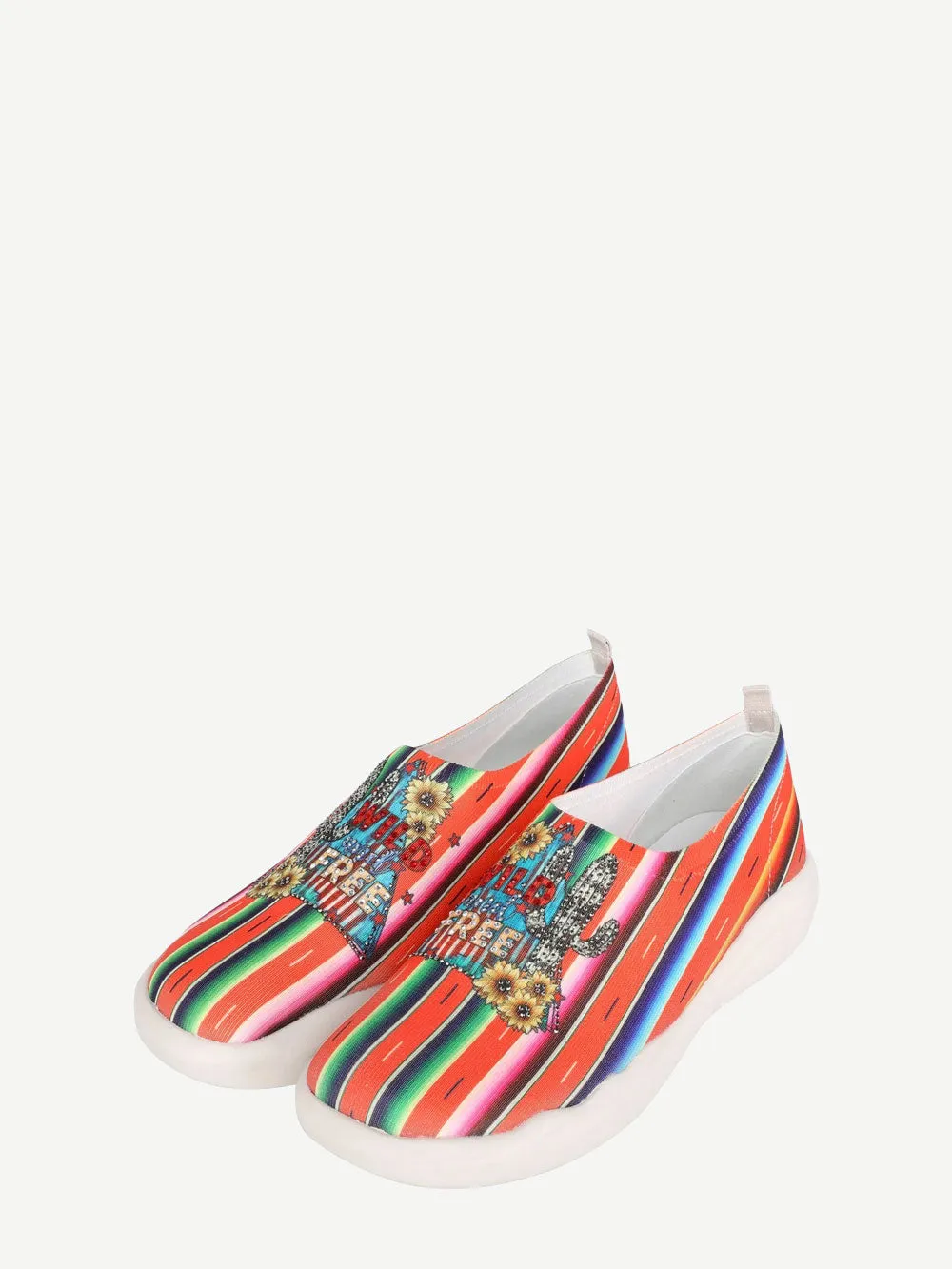 Montana West Serape Floral Print Slip On Sneaker