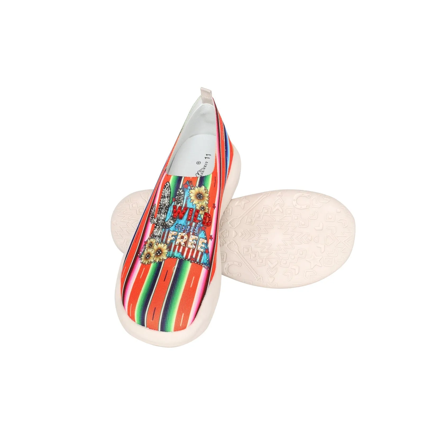 Montana West Serape Floral Print Slip On Sneaker