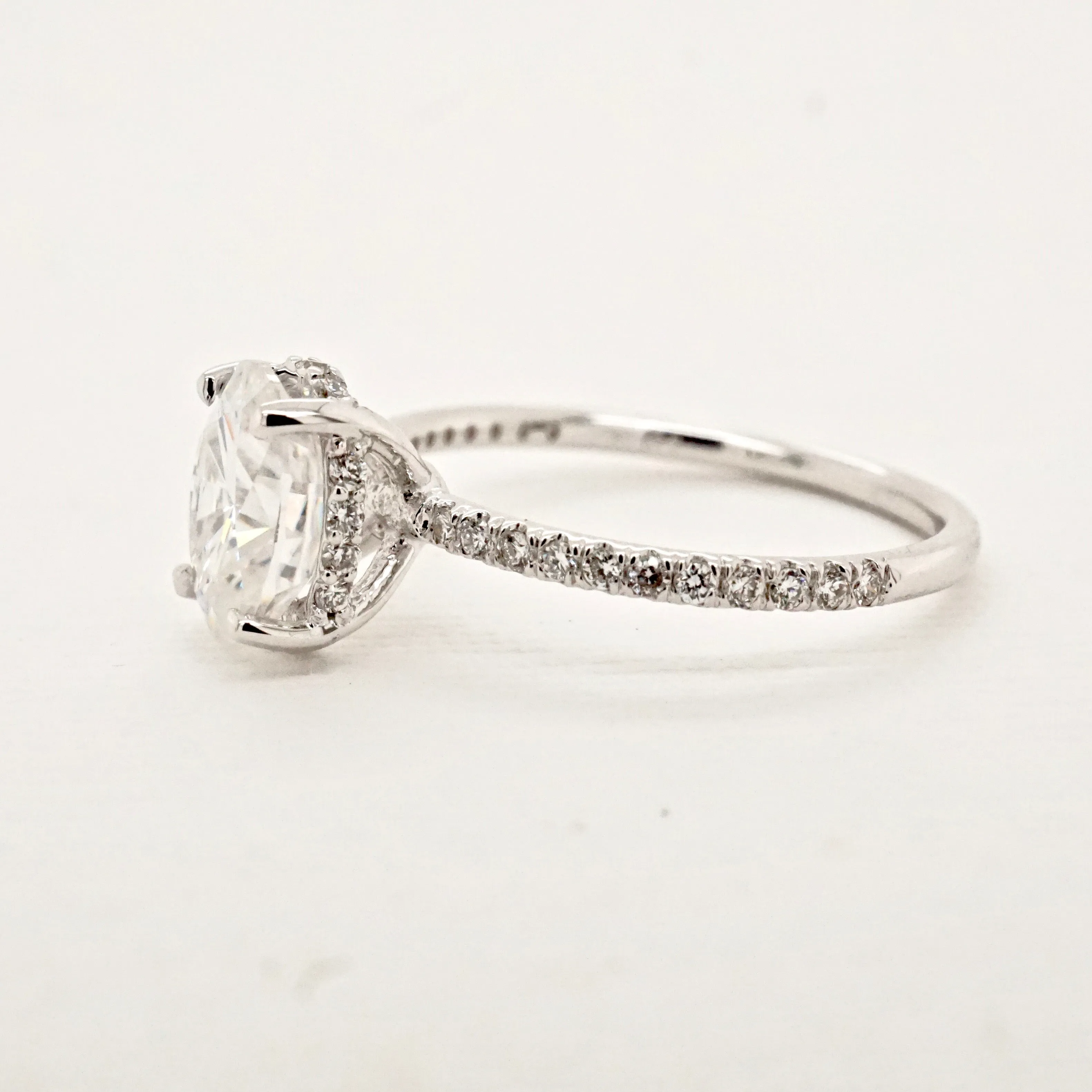 Oval Moissanite Engagement Ring - Unique Oval Moissanite Ring with Hidden Halo - Moissanite Engagement Ring - Diamond Alternative Ring