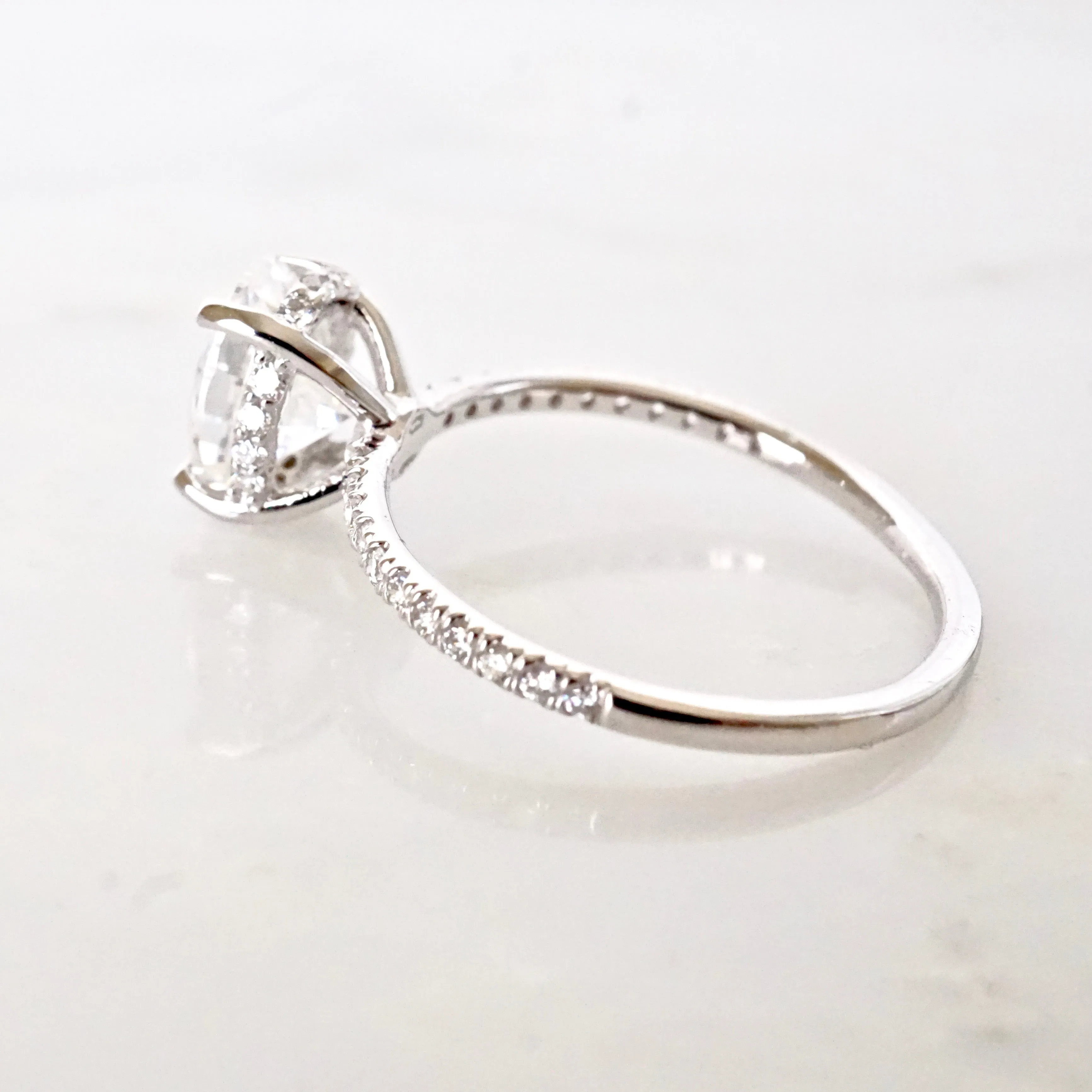 Oval Moissanite Engagement Ring - Unique Oval Moissanite Ring with Hidden Halo - Moissanite Engagement Ring - Diamond Alternative Ring