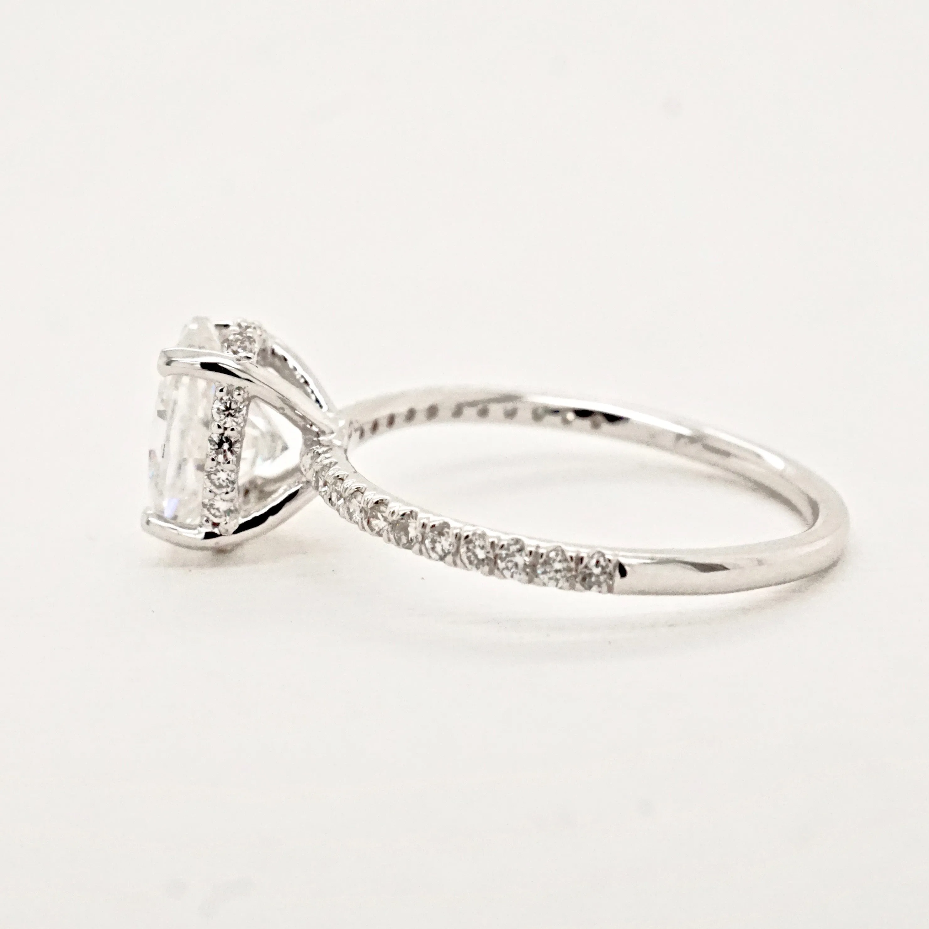 Oval Moissanite Engagement Ring - Unique Oval Moissanite Ring with Hidden Halo - Moissanite Engagement Ring - Diamond Alternative Ring