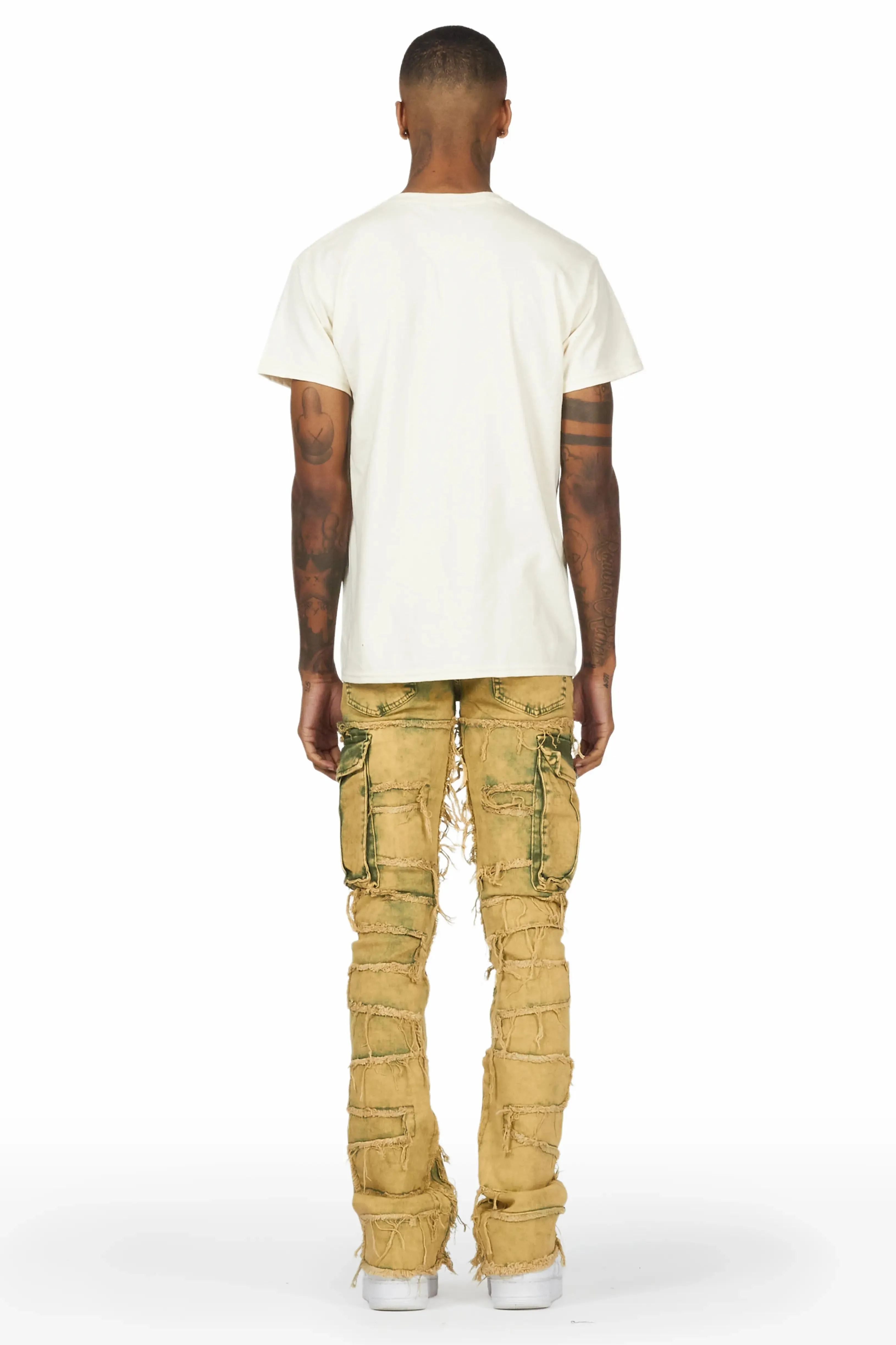 Retro Yellow Stacked Flare Jean for Men