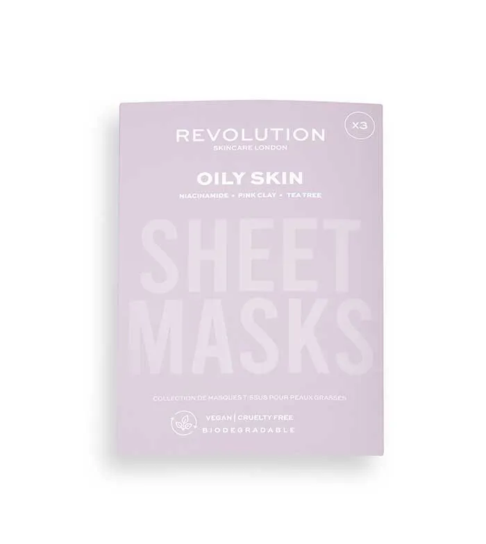 Revolution Skincare - Pack de 3 mascarillas para pieles grasas