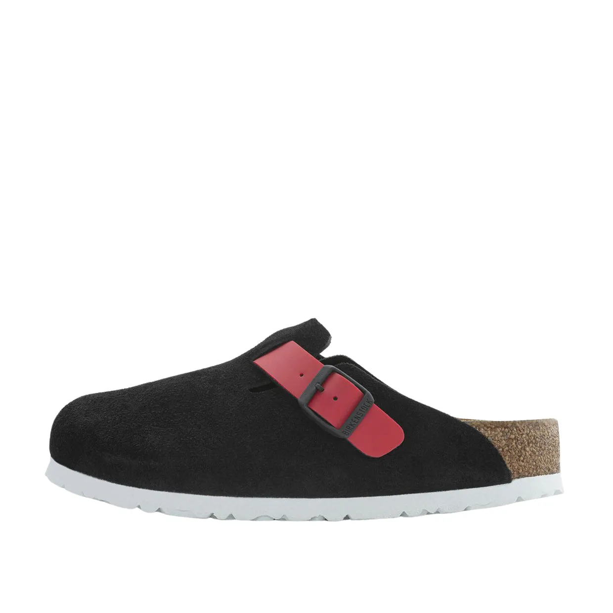 Sabot Donna Birkenstock Boston Suede Nero / Rosso