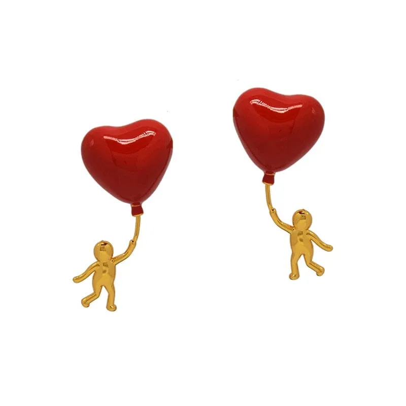 Sahi Heart Shaped Enamel Drop Earrings