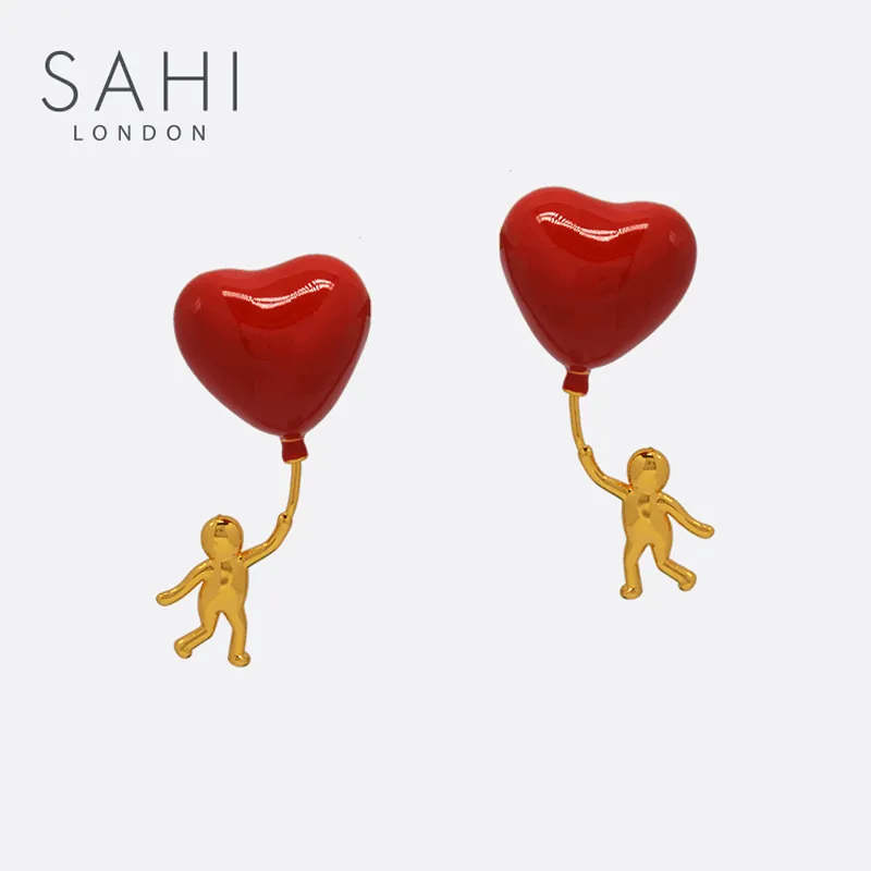 Sahi Heart Shaped Enamel Drop Earrings