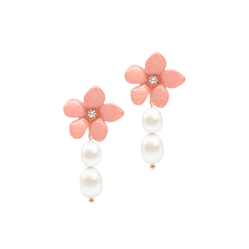 Sahi Lilys Flower Pearl Drop Dangle Earrings