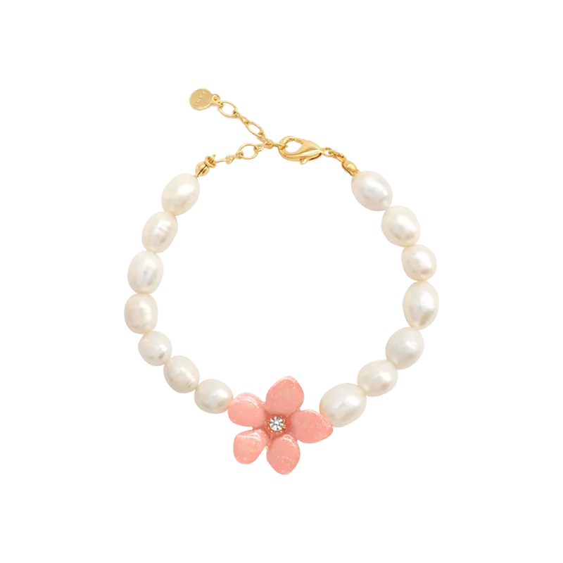 Sahi Pearl & Lily Flower Charm Bracelet