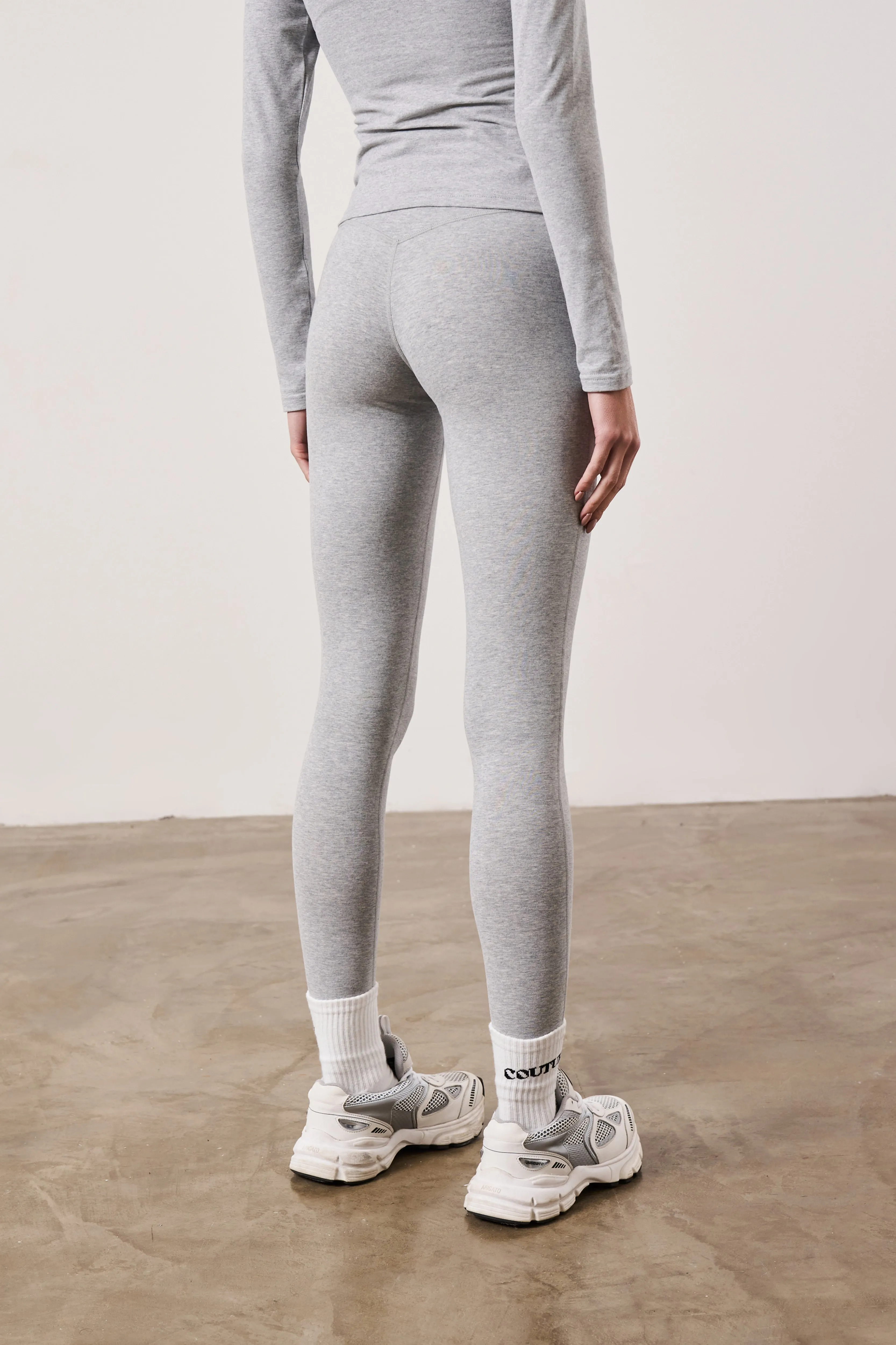 SOFT TOUCH EMBLEM LEGGINGS - GREY MARL