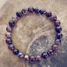 stability // men's brown line agate and natural brass bead bracelet