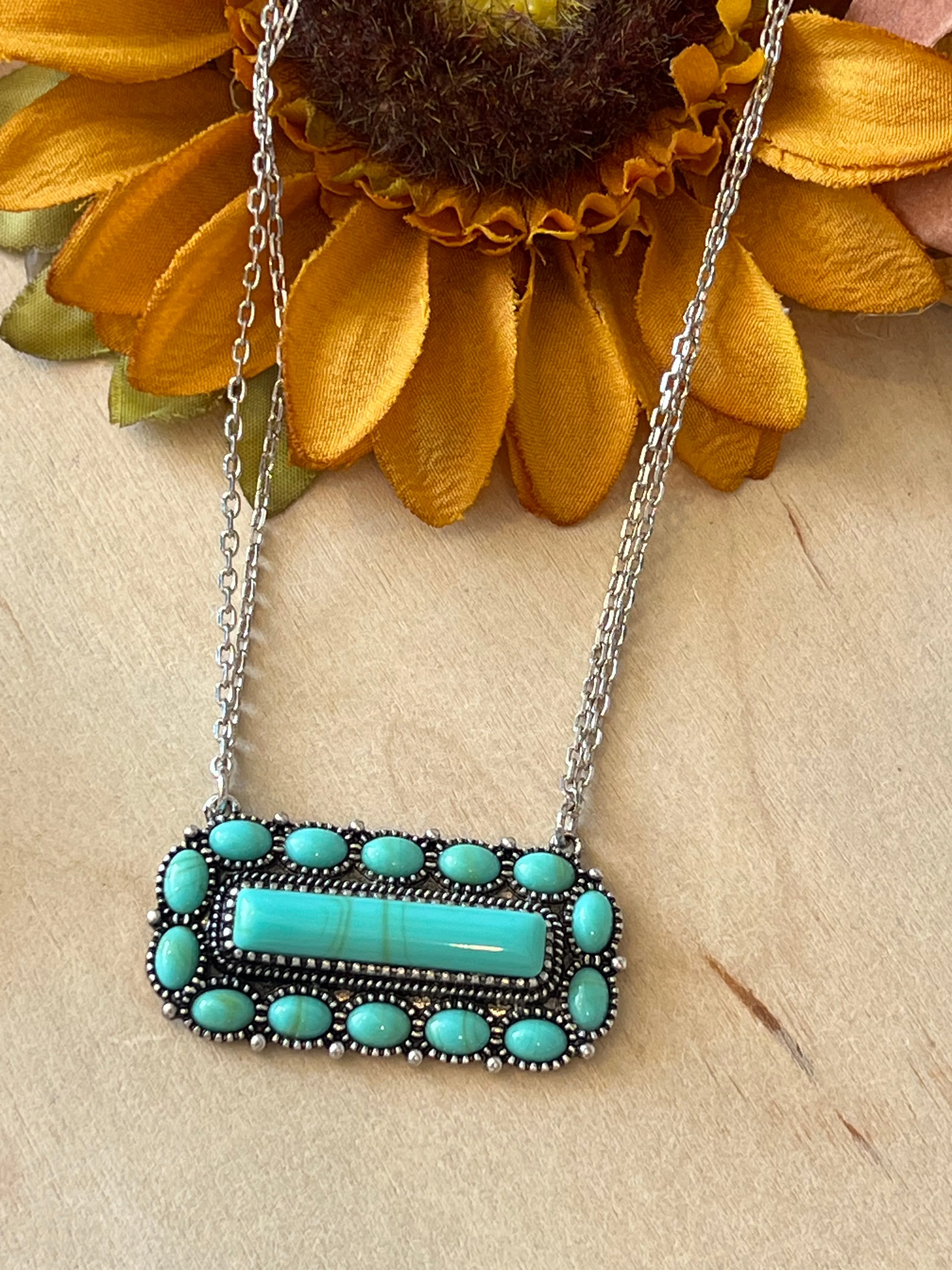 Twin Chain Turquoise Necklace