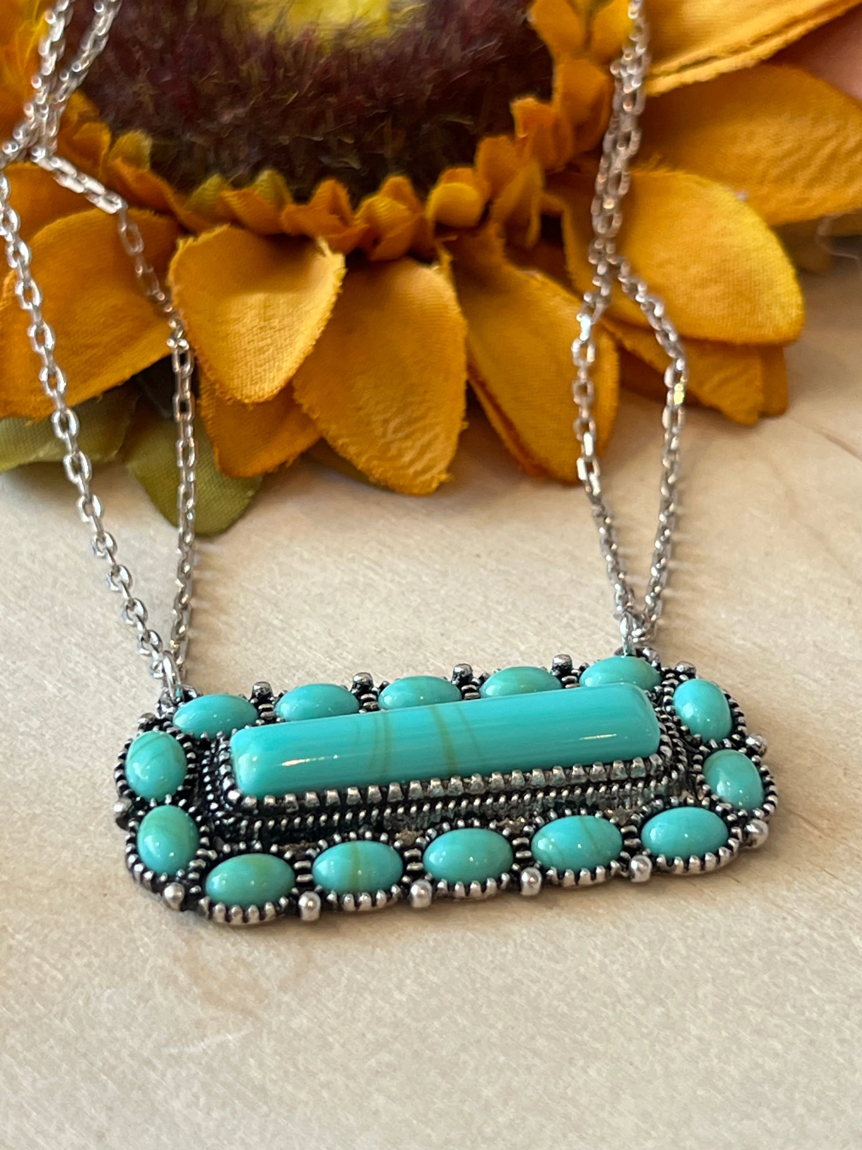 Twin Chain Turquoise Necklace