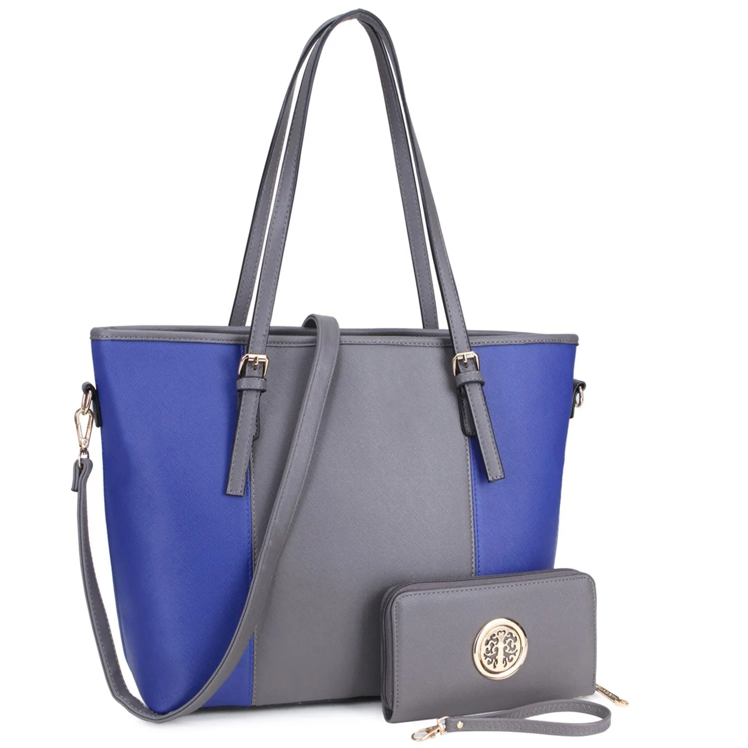 Two-Tone Tote with Matching Wallet