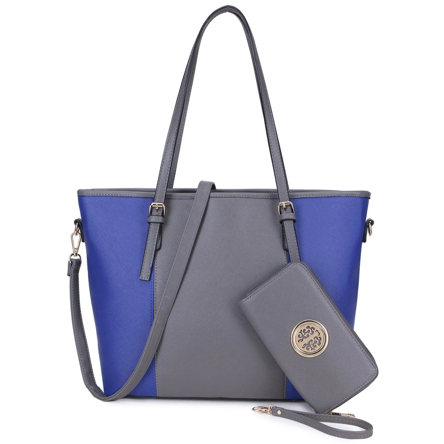 Two-Tone Tote with Matching Wallet