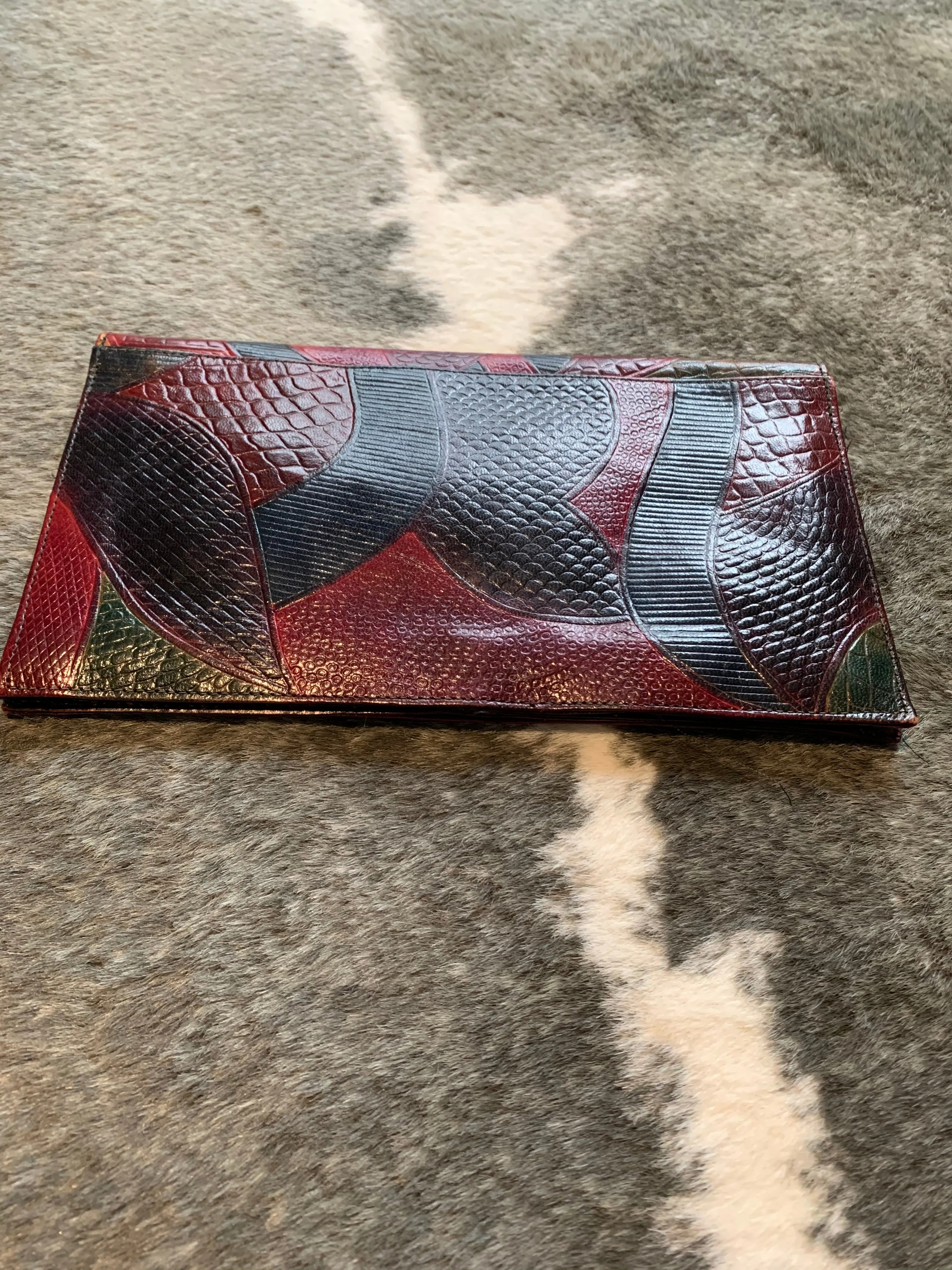 Vintage Faux Snakeskin Envelope Clutch