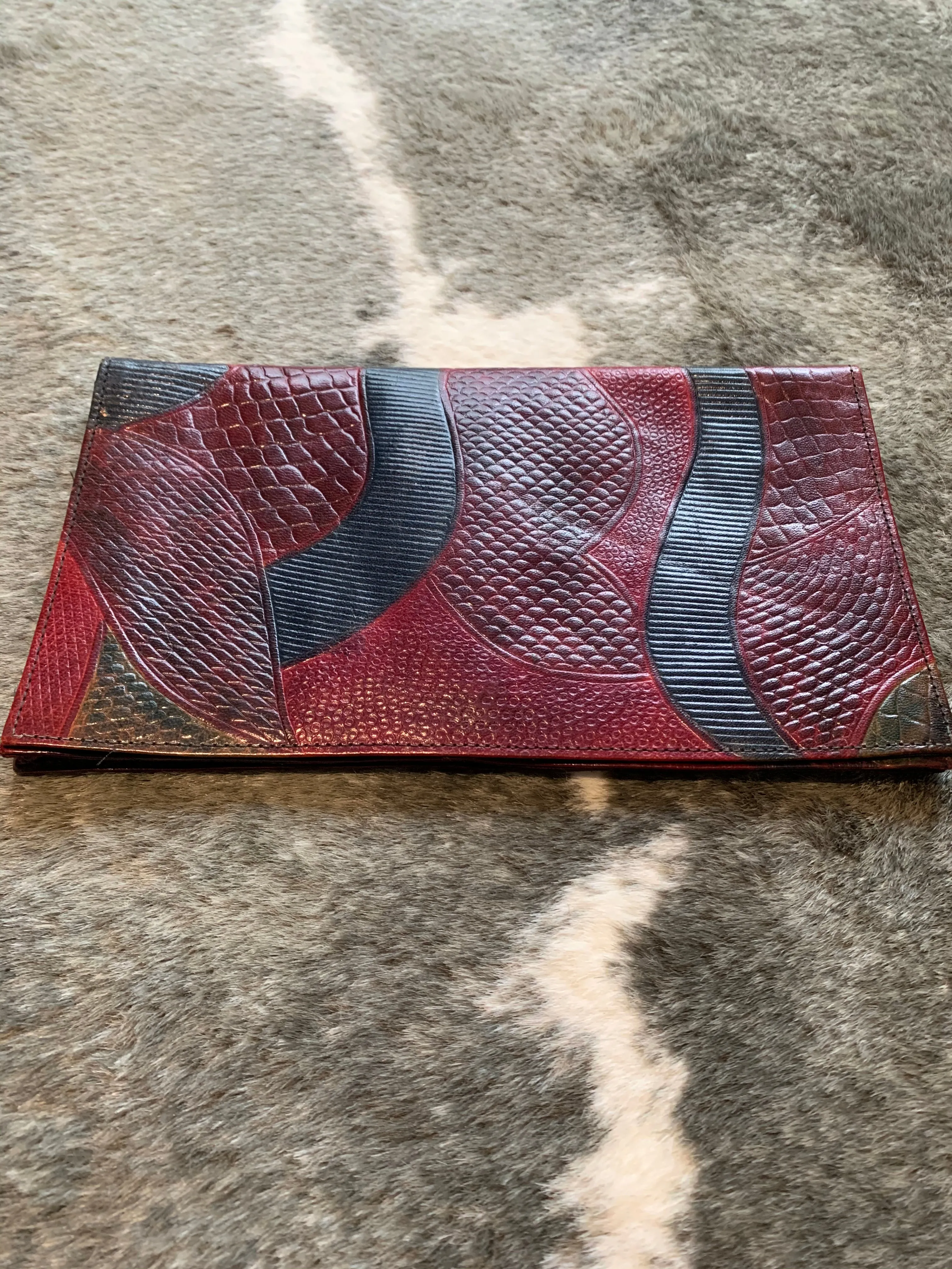 Vintage Faux Snakeskin Envelope Clutch