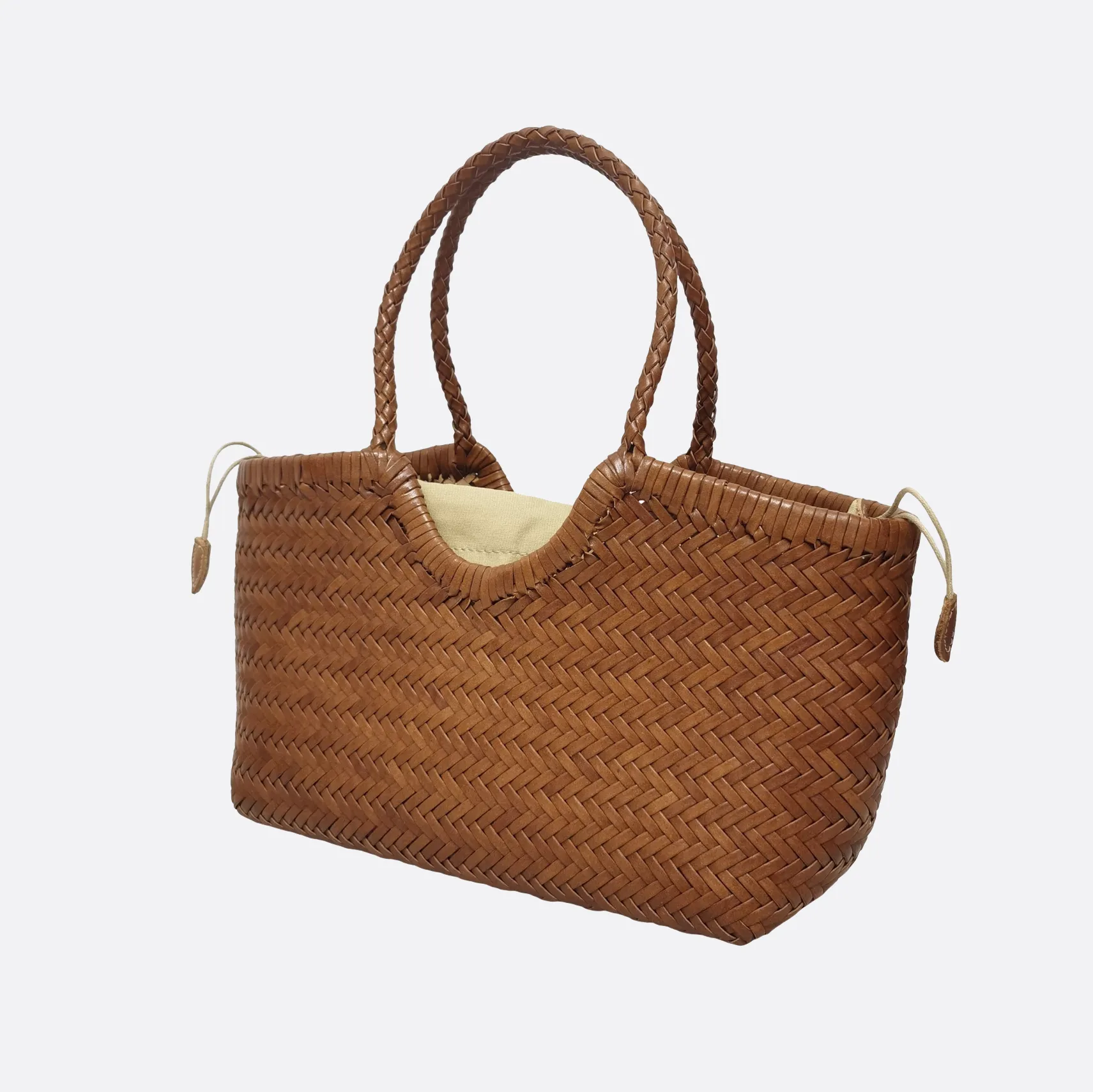 Women's handwoven genuine cowhide leather handbag Top Handle shopping tote V3